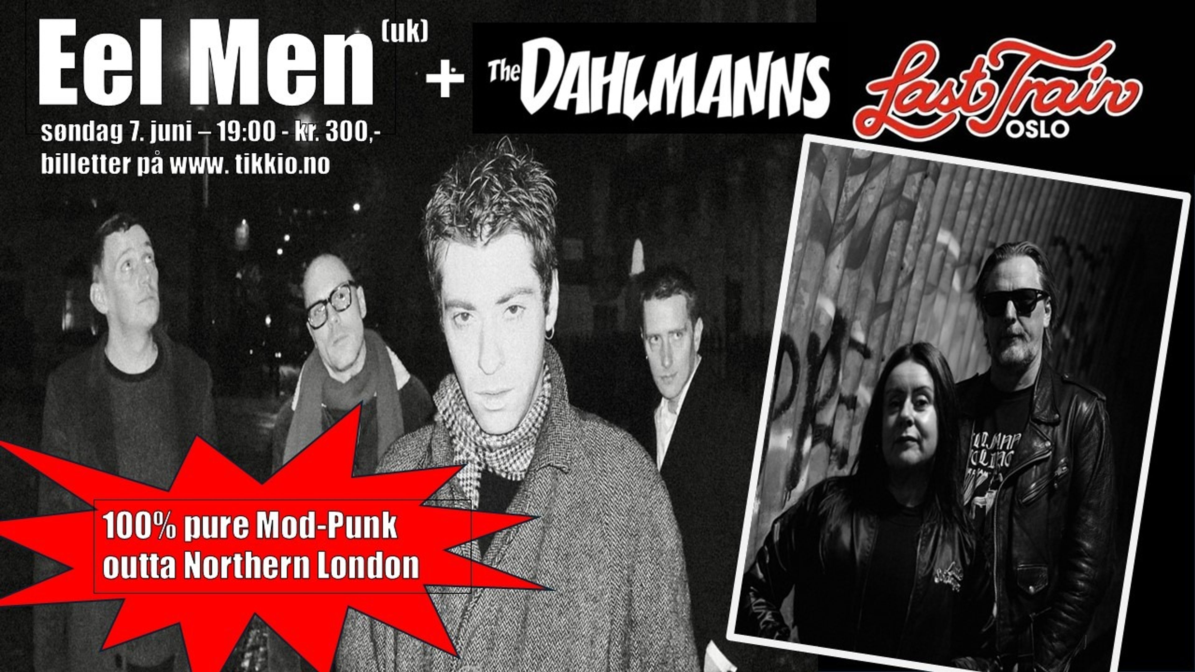Promotional graphic for Eel Men (UK) // Dahlmanns (NO)