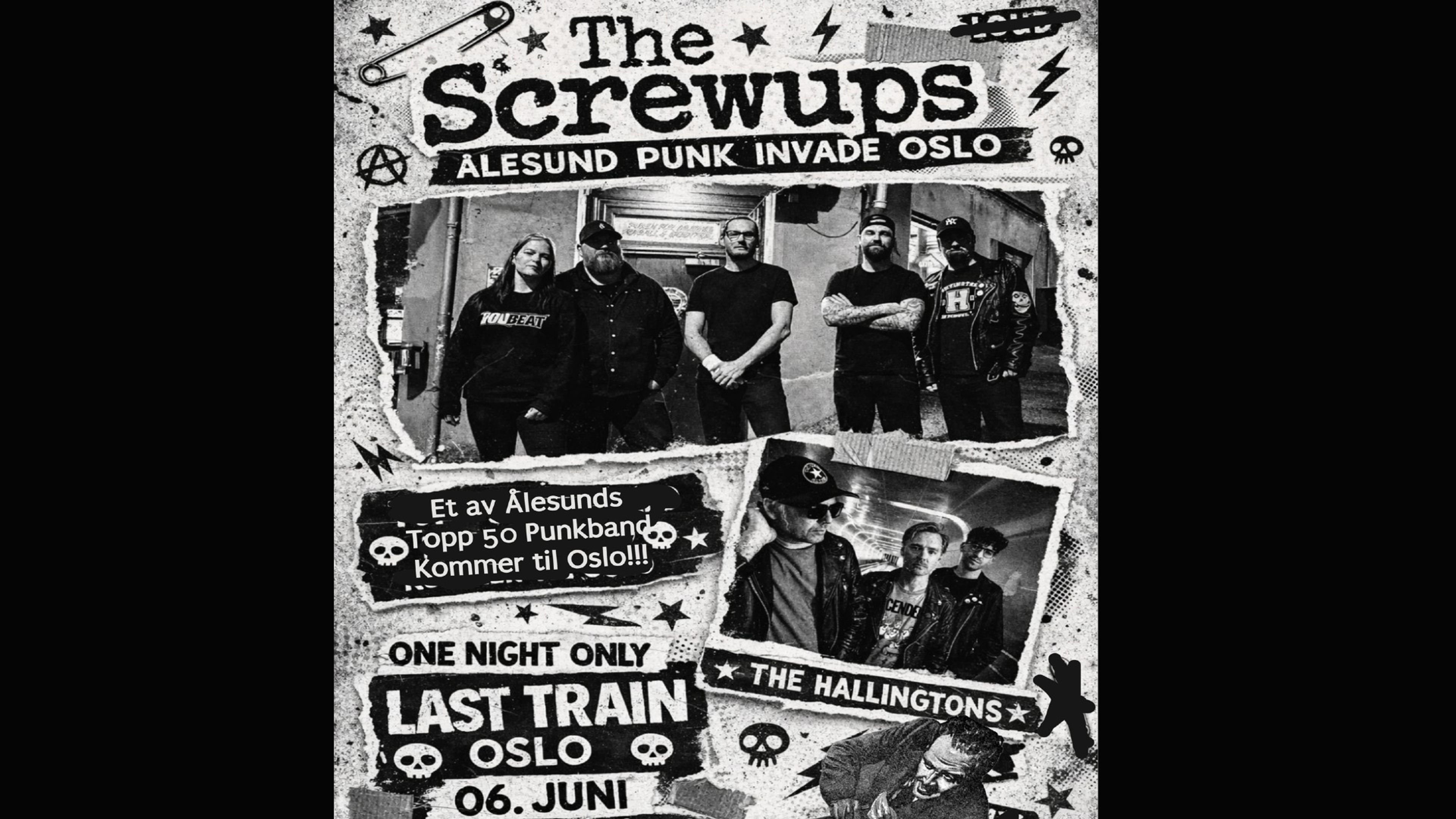 Promotional graphic for The Screwups // The Hallingtons 