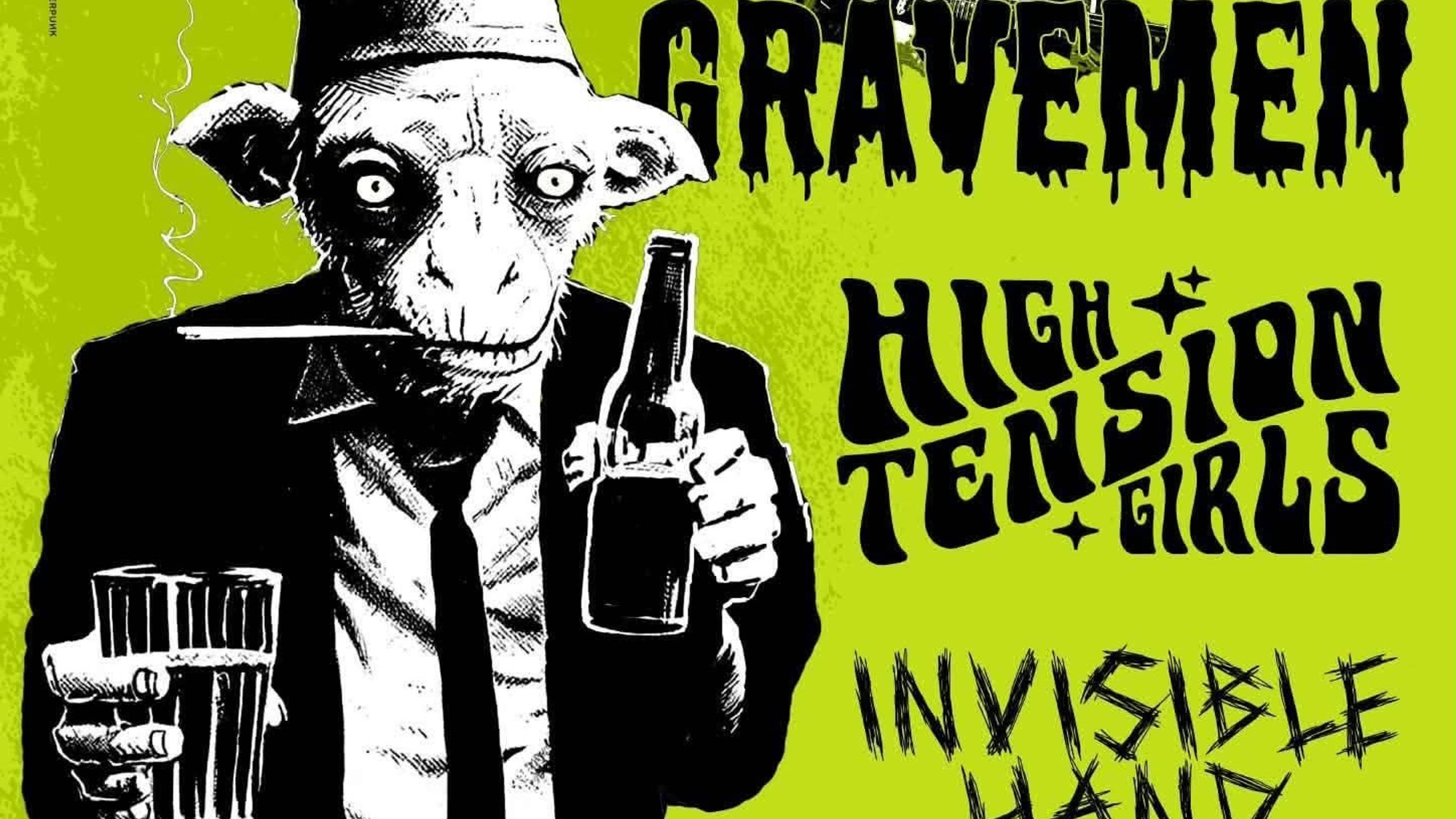 Promotional graphic for R&S 25 år – Thee Gravemen (S) / High Tension Girls / Invisible hand