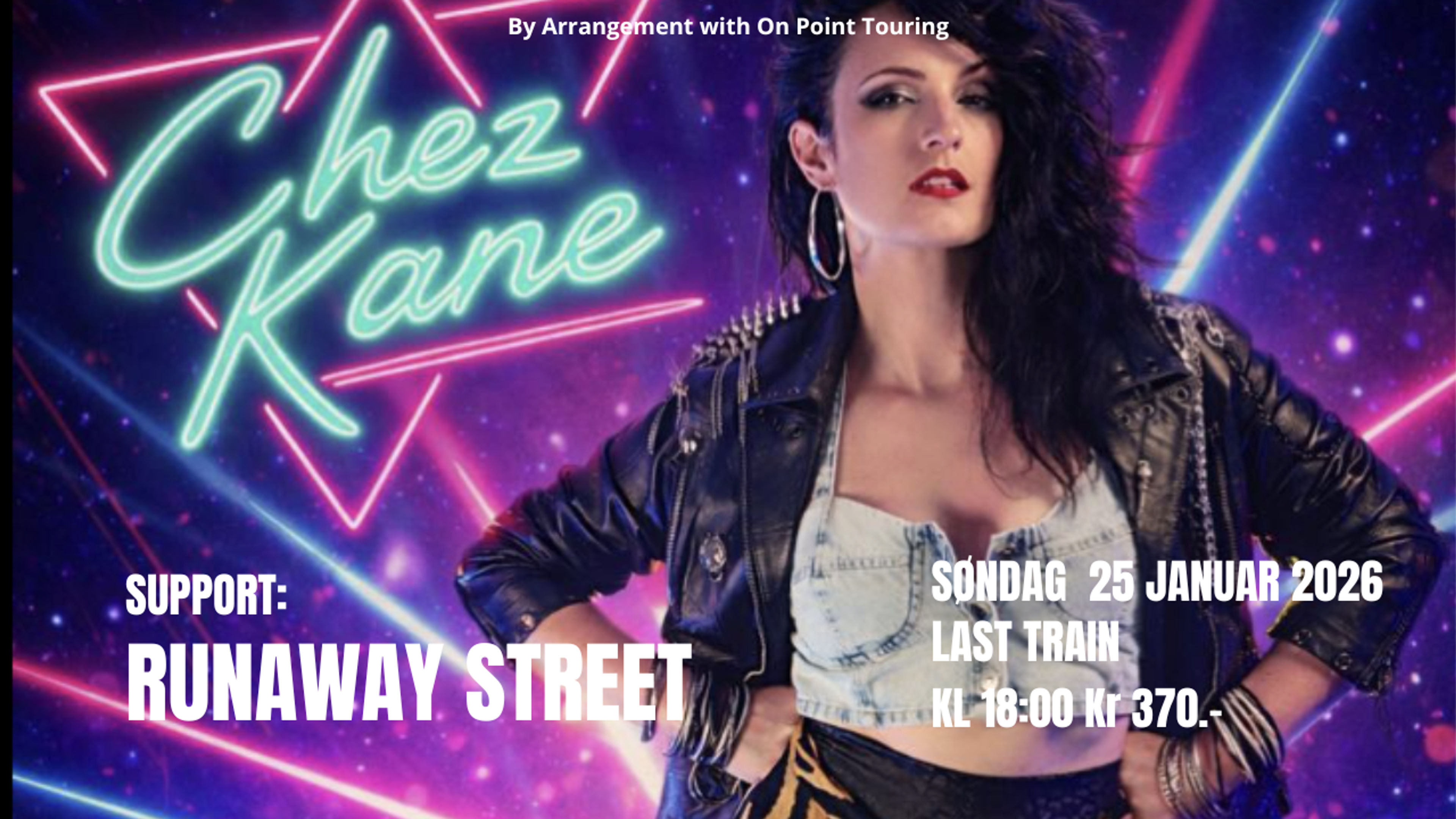 Promotional graphic for Chez Kane + supp Runaway street