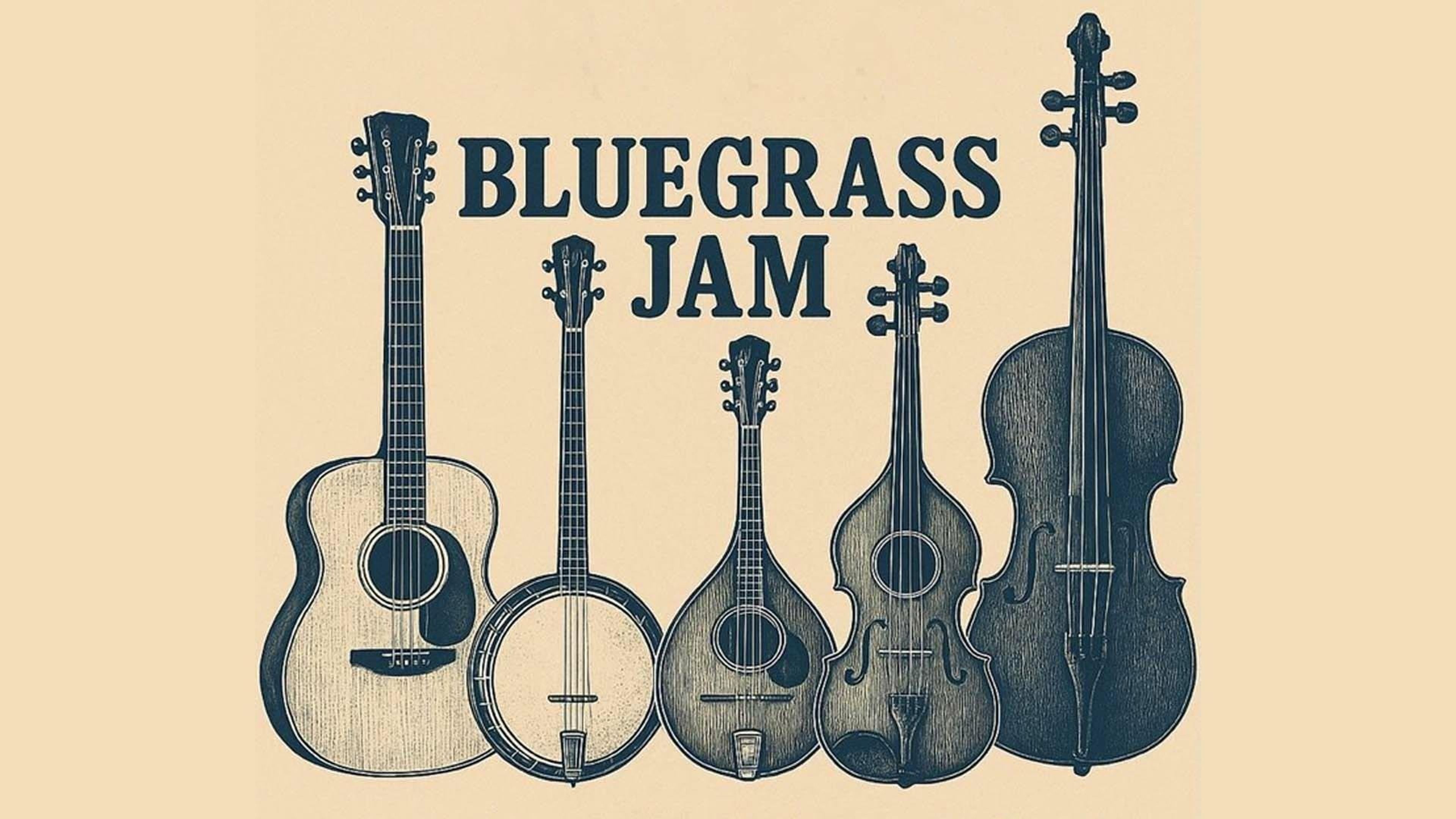 Promotional graphic for BLUEGRASS JAM 