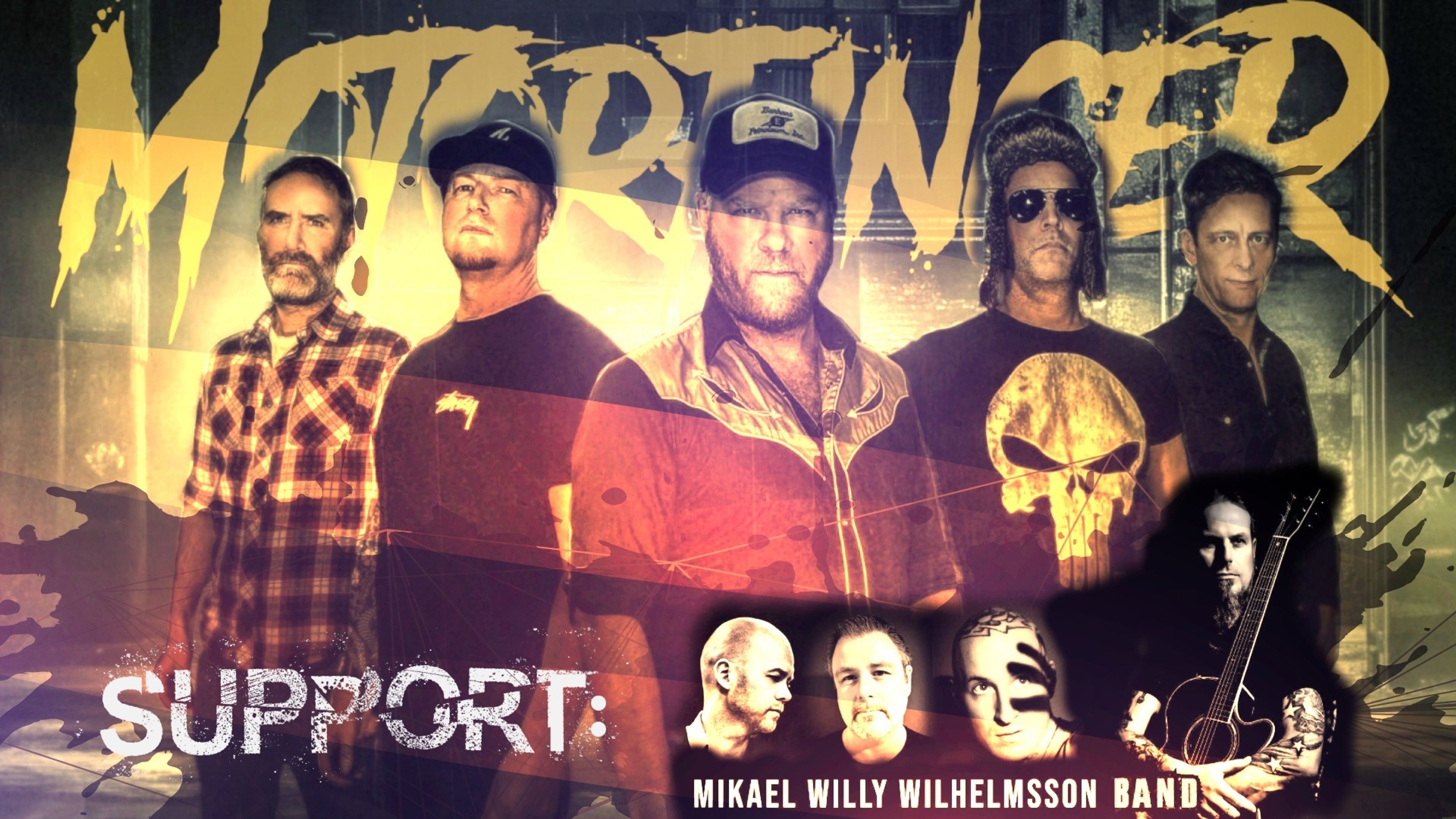 Promotional graphic for Motorfinger supp Mikeal Willy Wilhelmsson band 