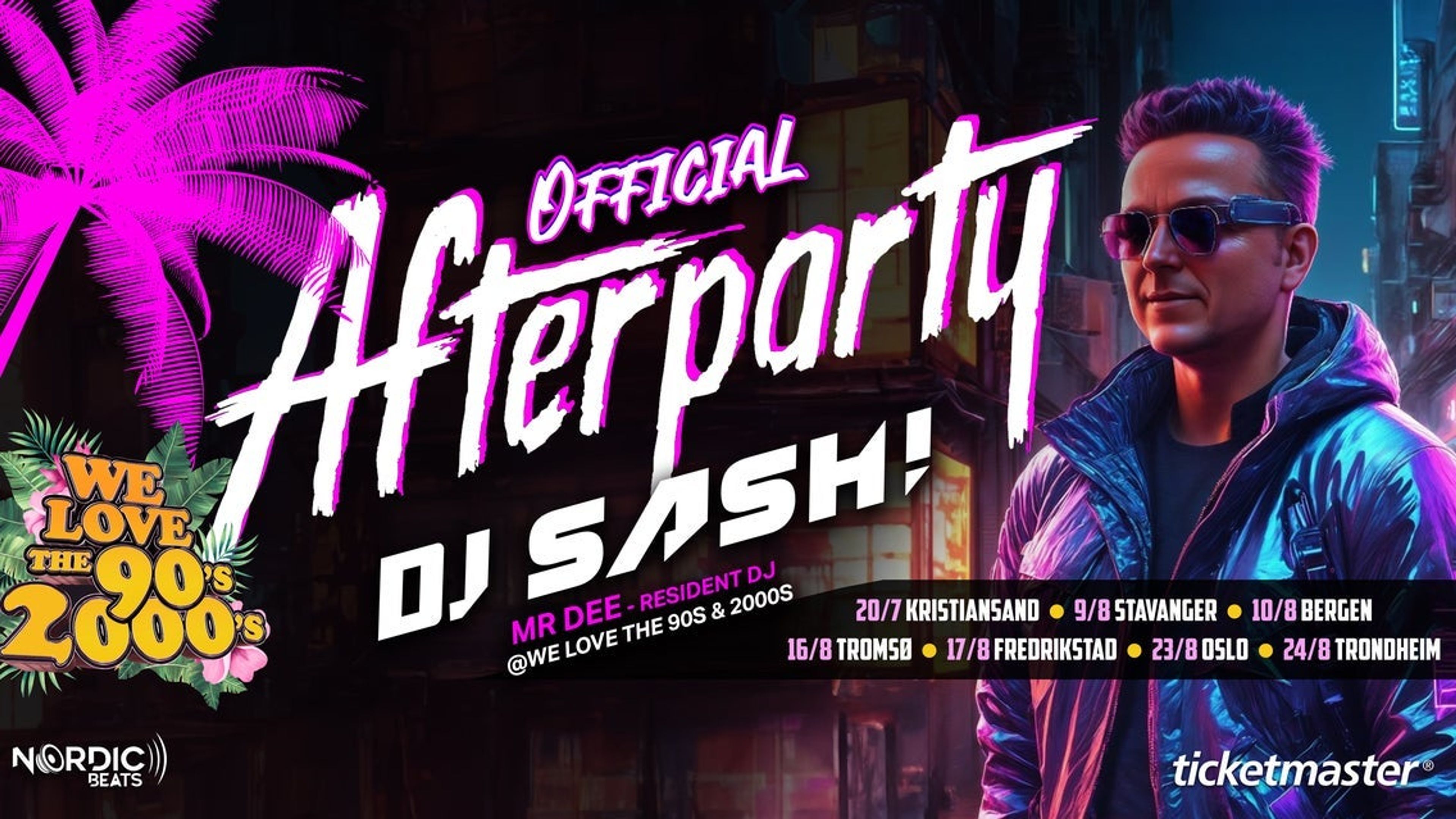 Promotional graphic for Afterparty We Love The 90s & 2000s - Oslo