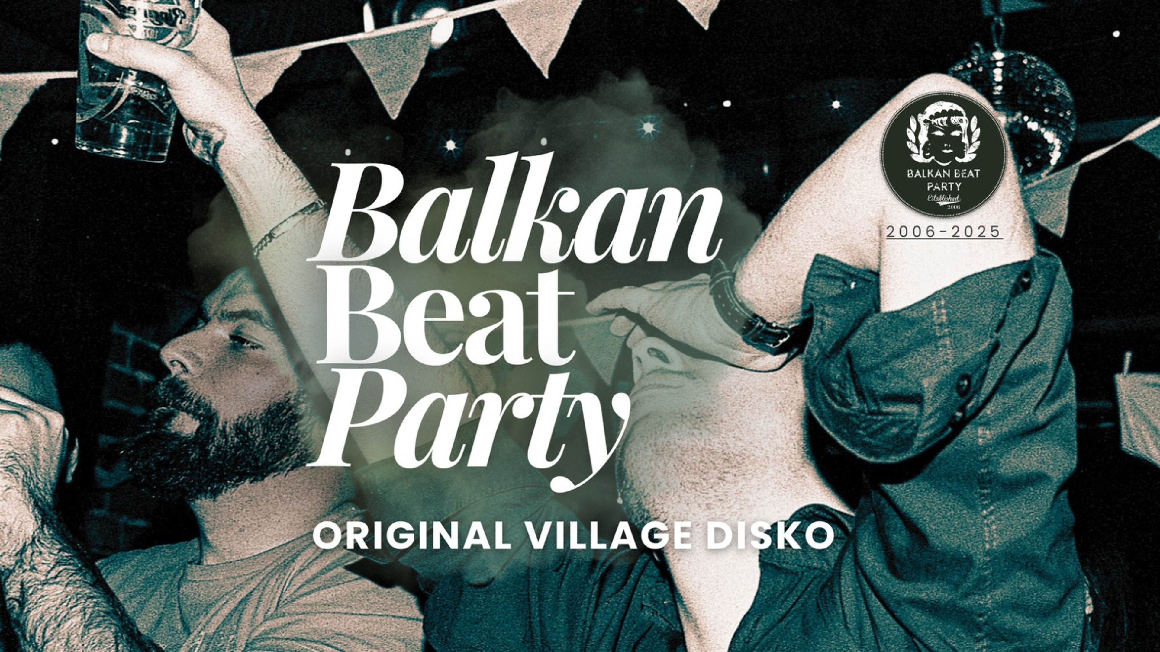 Promotional graphic for Balkan Beat Party - Village Disco