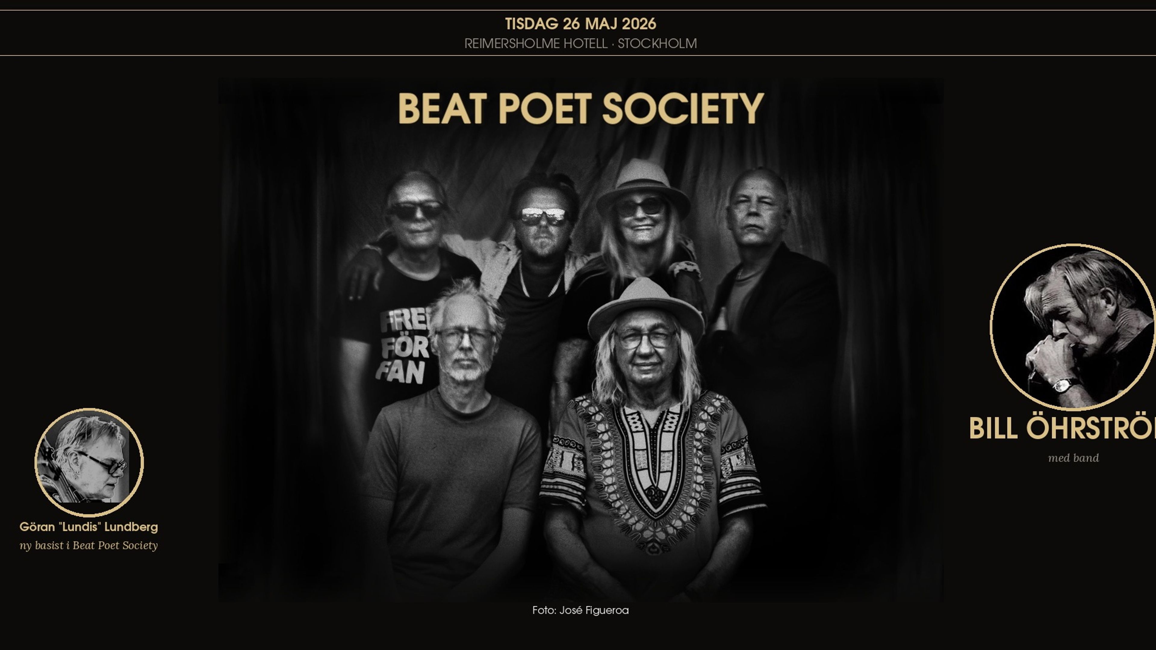 Promotional graphic for Beat Poet Society + Bill Öhrström med band