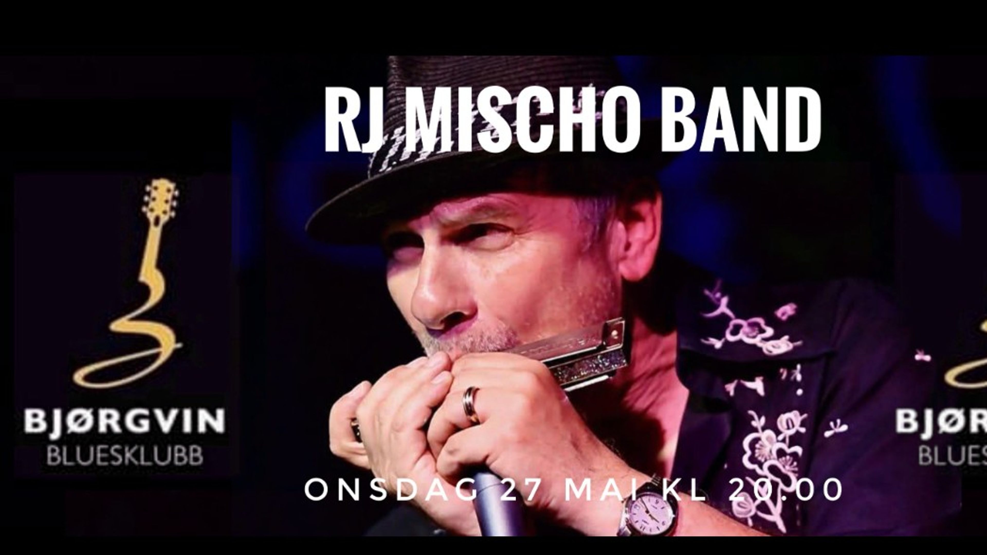 Promotional graphic for Bjørgvin Bluesklubb - RJ Mischo Band (US)