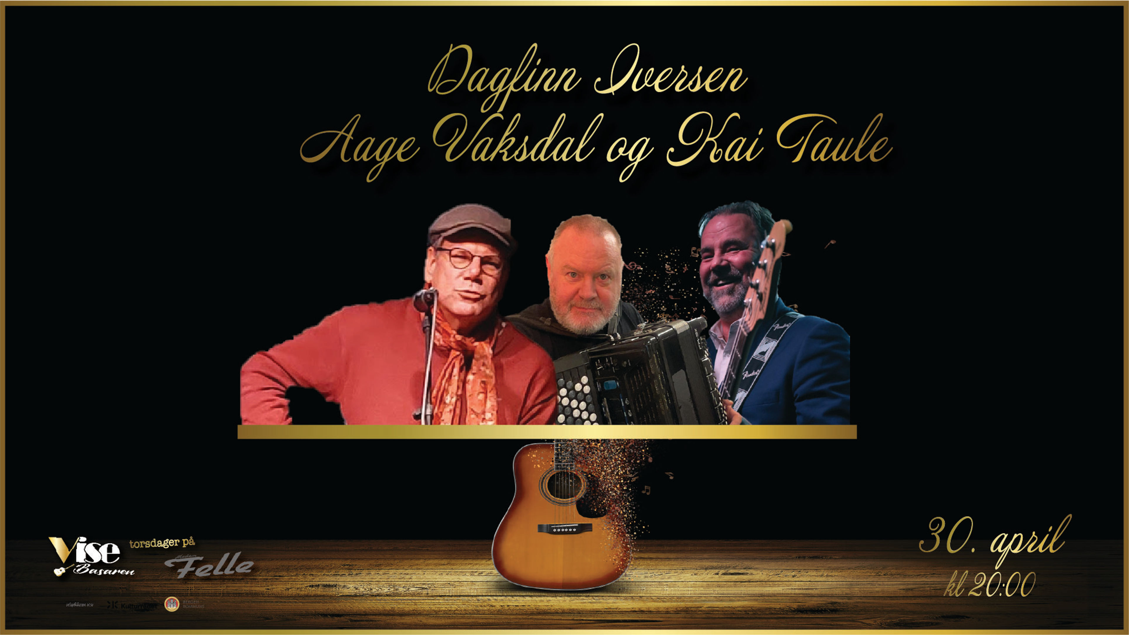 Promotional graphic for Dagfinn Iversen, Kai Taule og Aage Vaksdal 