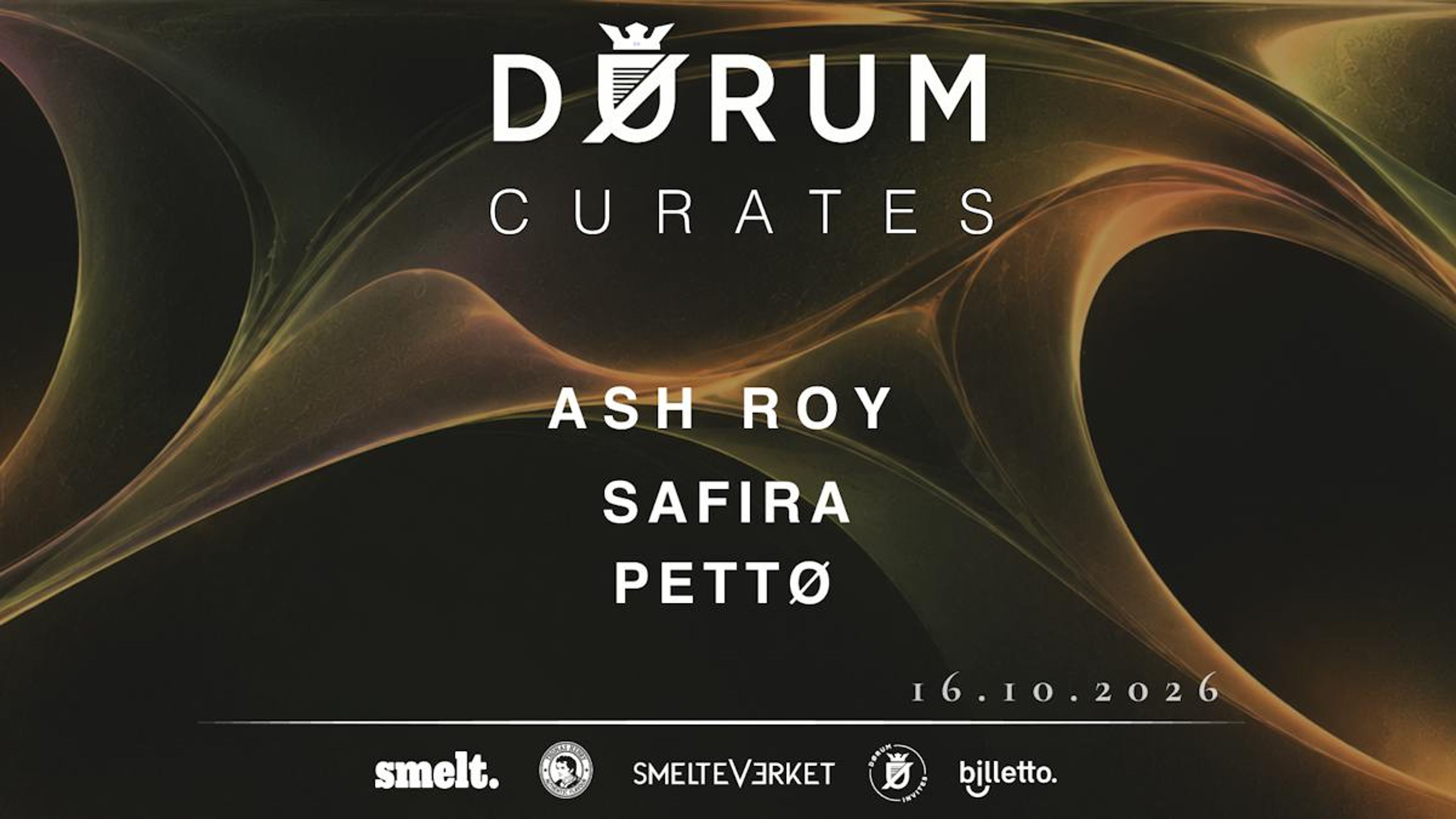Promotiv grafikk for Dørum Curates. Soupherb Records Showcase - Ash Roy (DE) Safira & Pettø