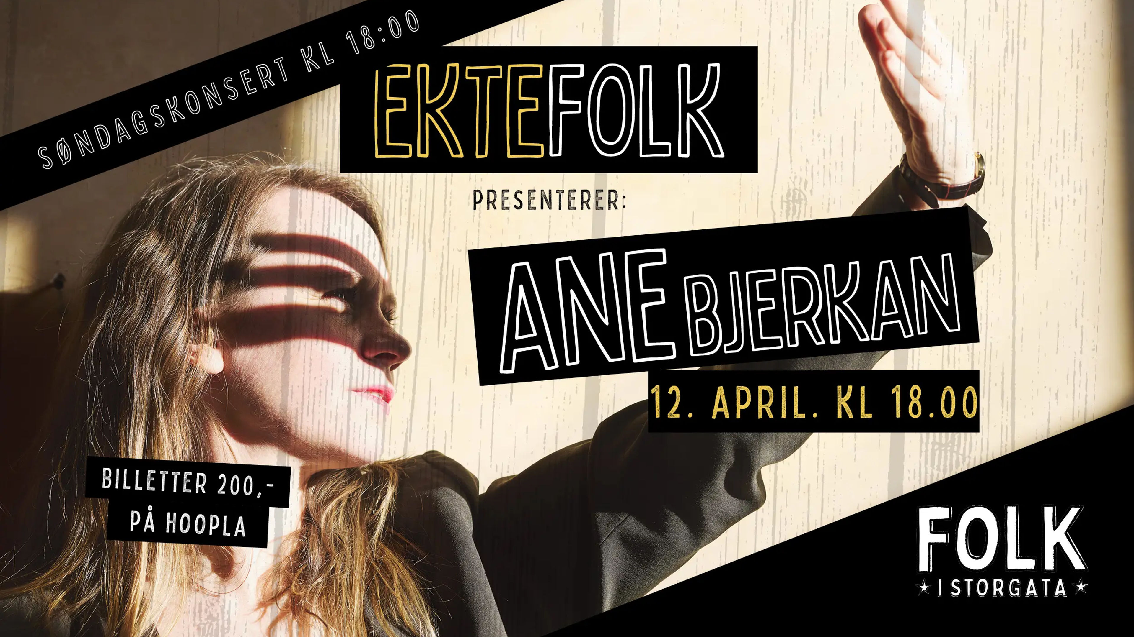 Promotional graphic for Ektefolk presenterer: Ane Bjerkan