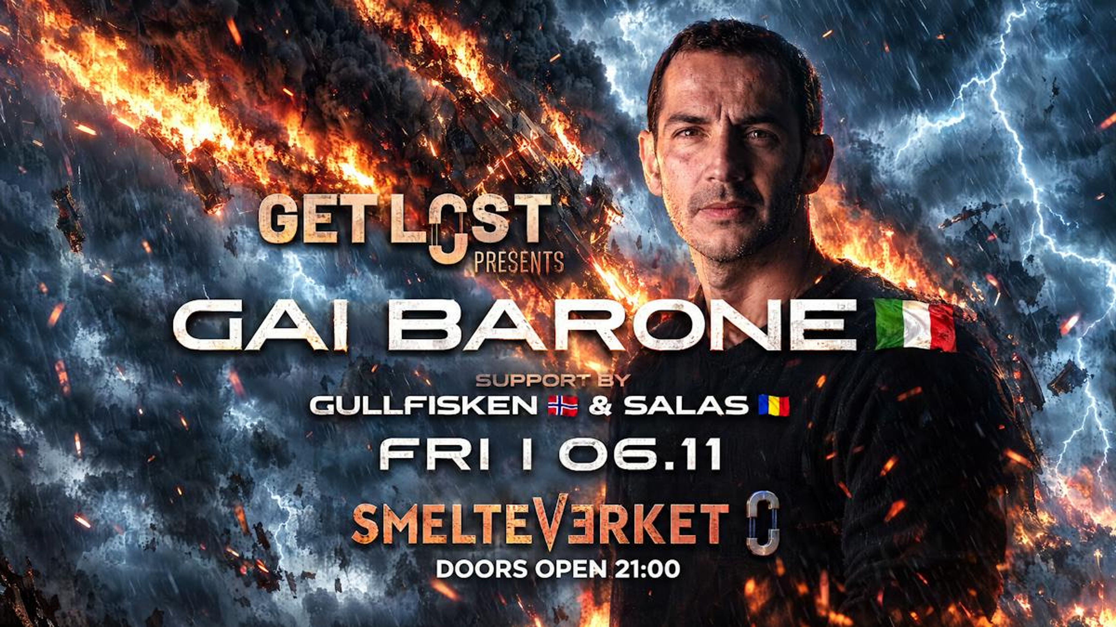 Promotiv grafikk for GET LOST PRESENTS GAI BARONE (IT)