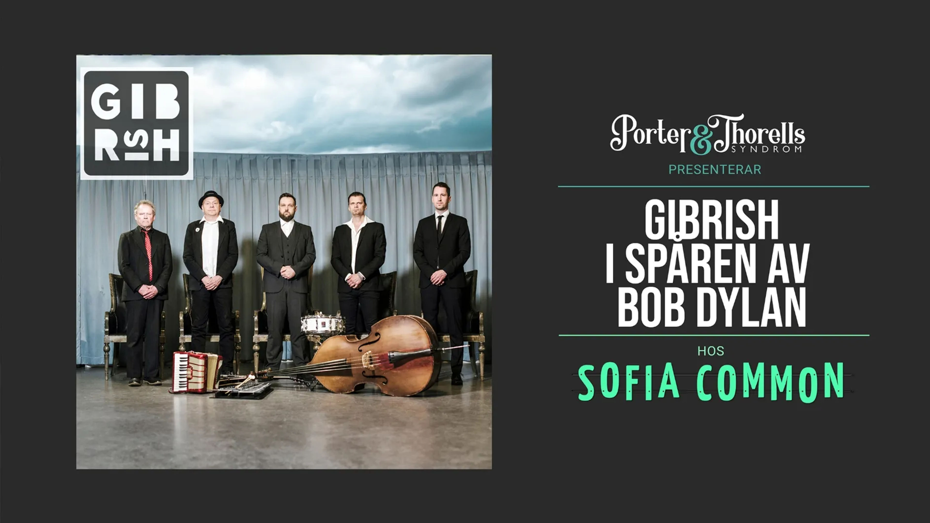 Promotional graphic for Gibrish - I spåren av Bob Dylan