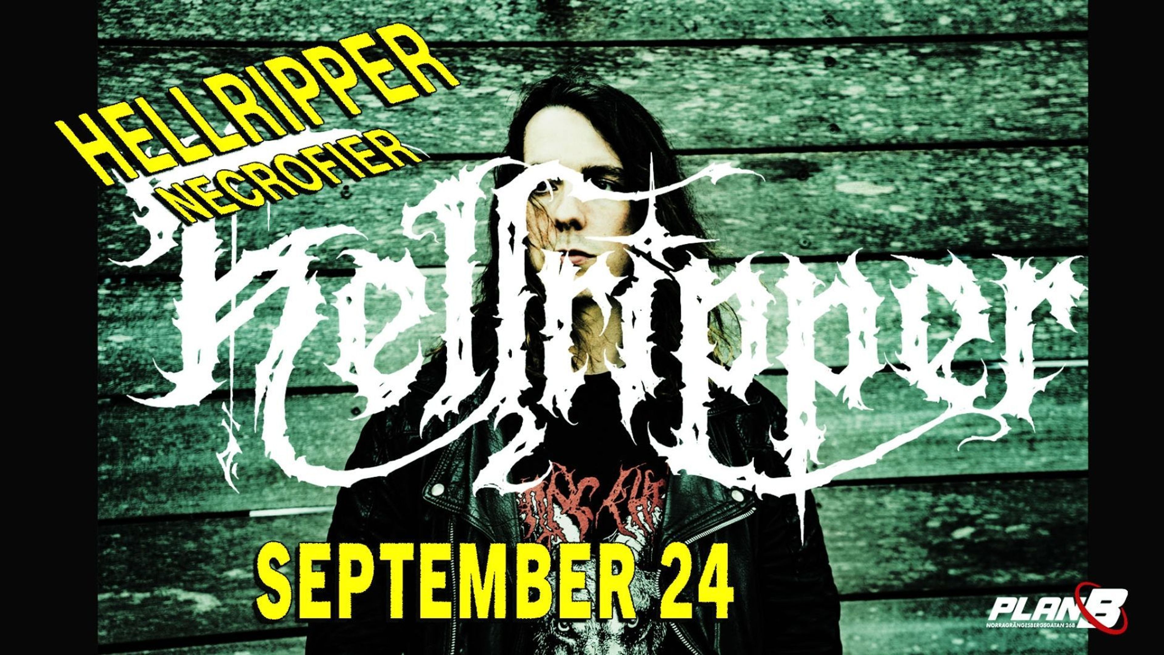 Promotional graphic for HELLRIPPER + NECROFIER 