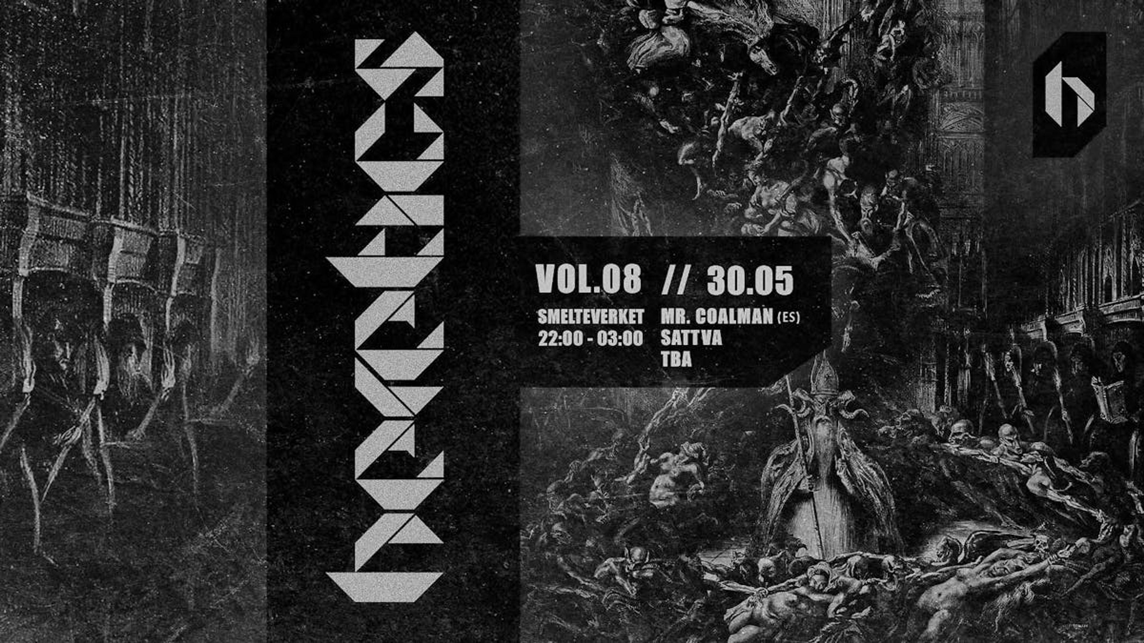 Promotiv grafikk for Heretics Vol.08 // pres. Mr Coalman (ES)