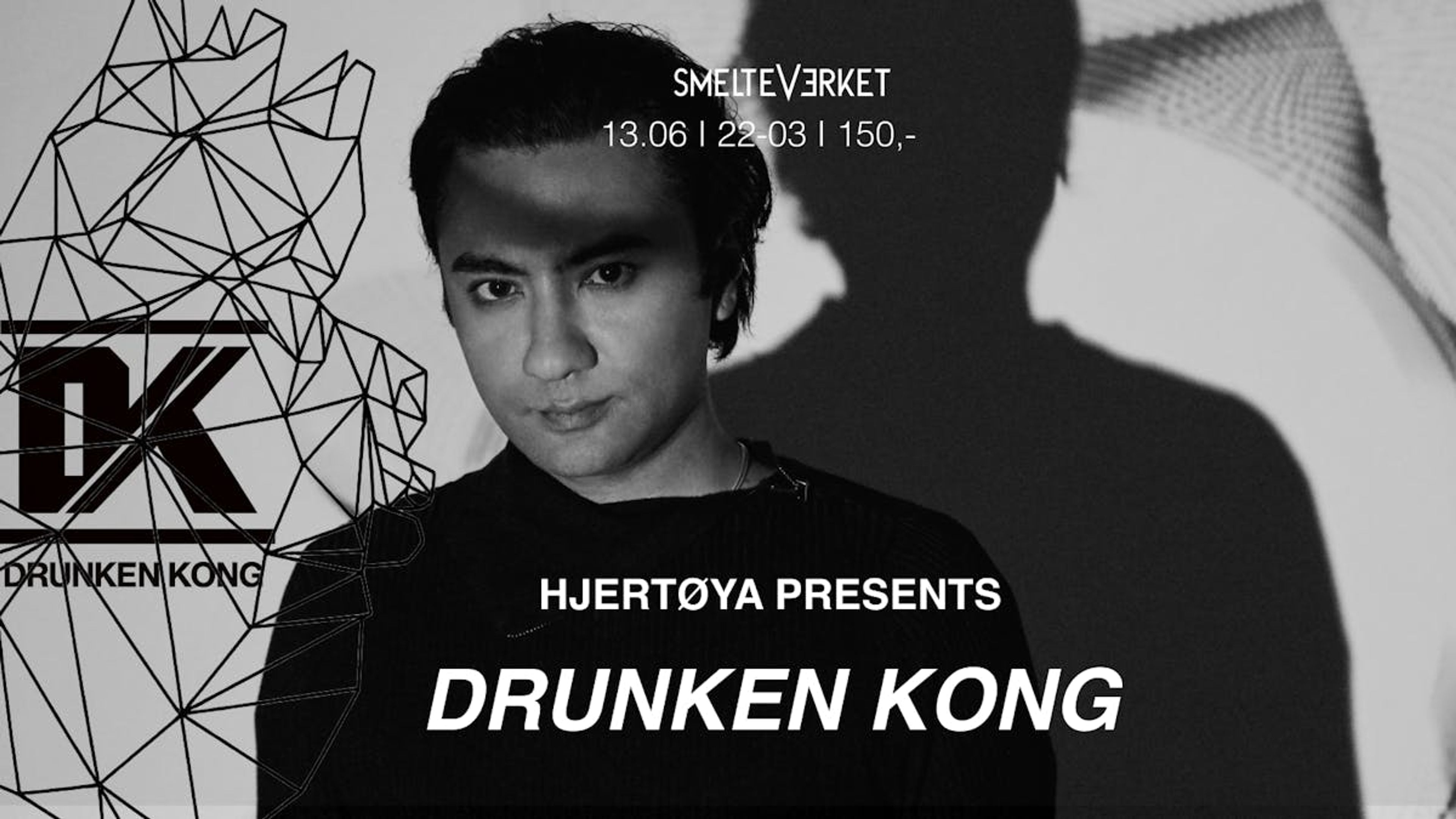 Promotiv grafikk for Hjertøya presents. Drunken Kong