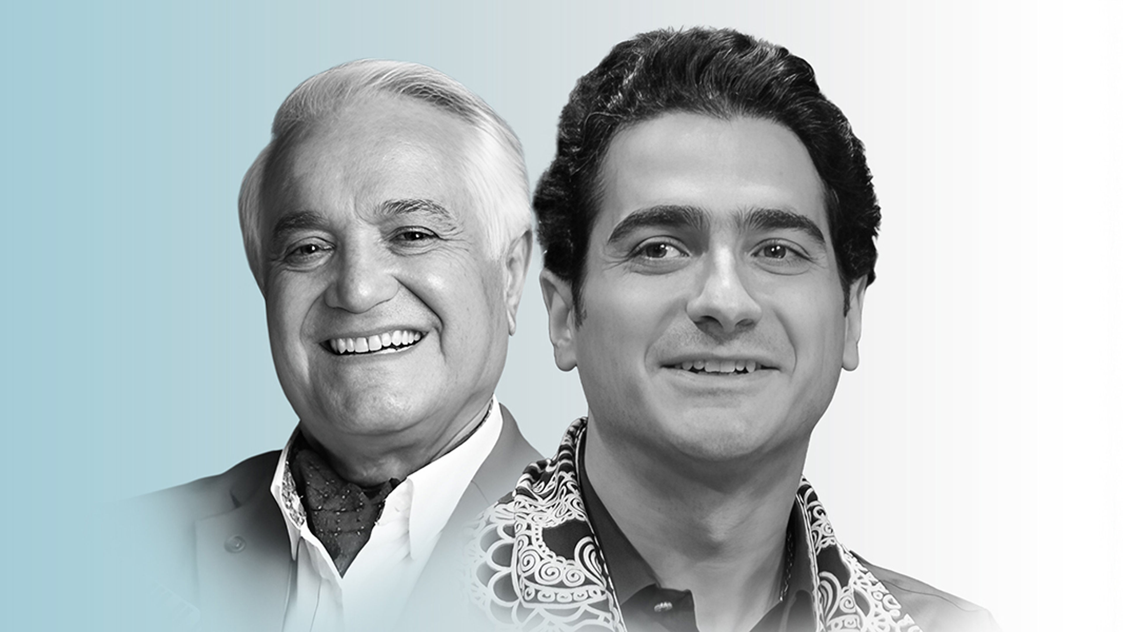 Promotional graphic for Homayoun Shajarian & Anoushiravan Rohani