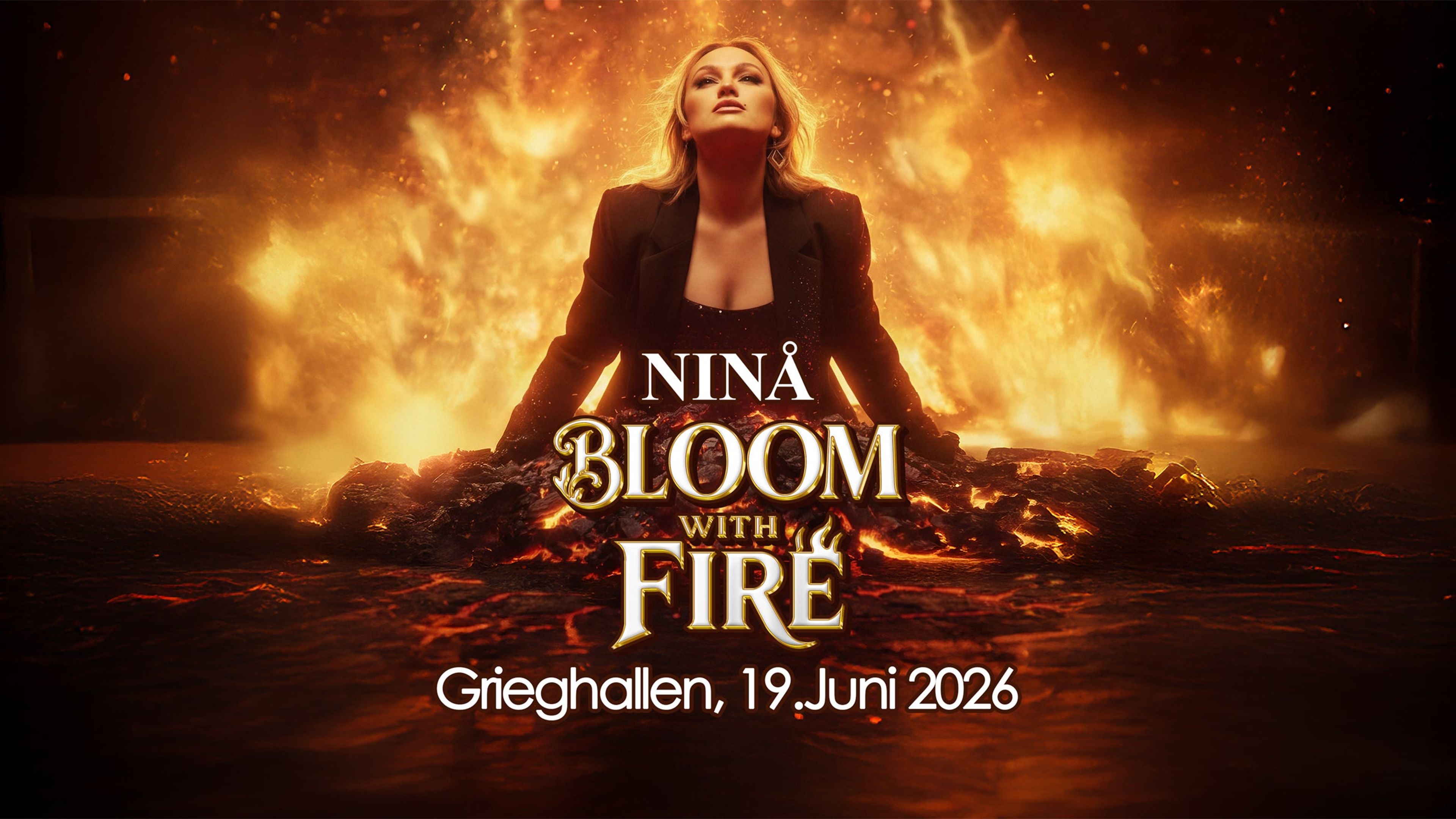 Promotional graphic for Ninå – Bloom With Fire