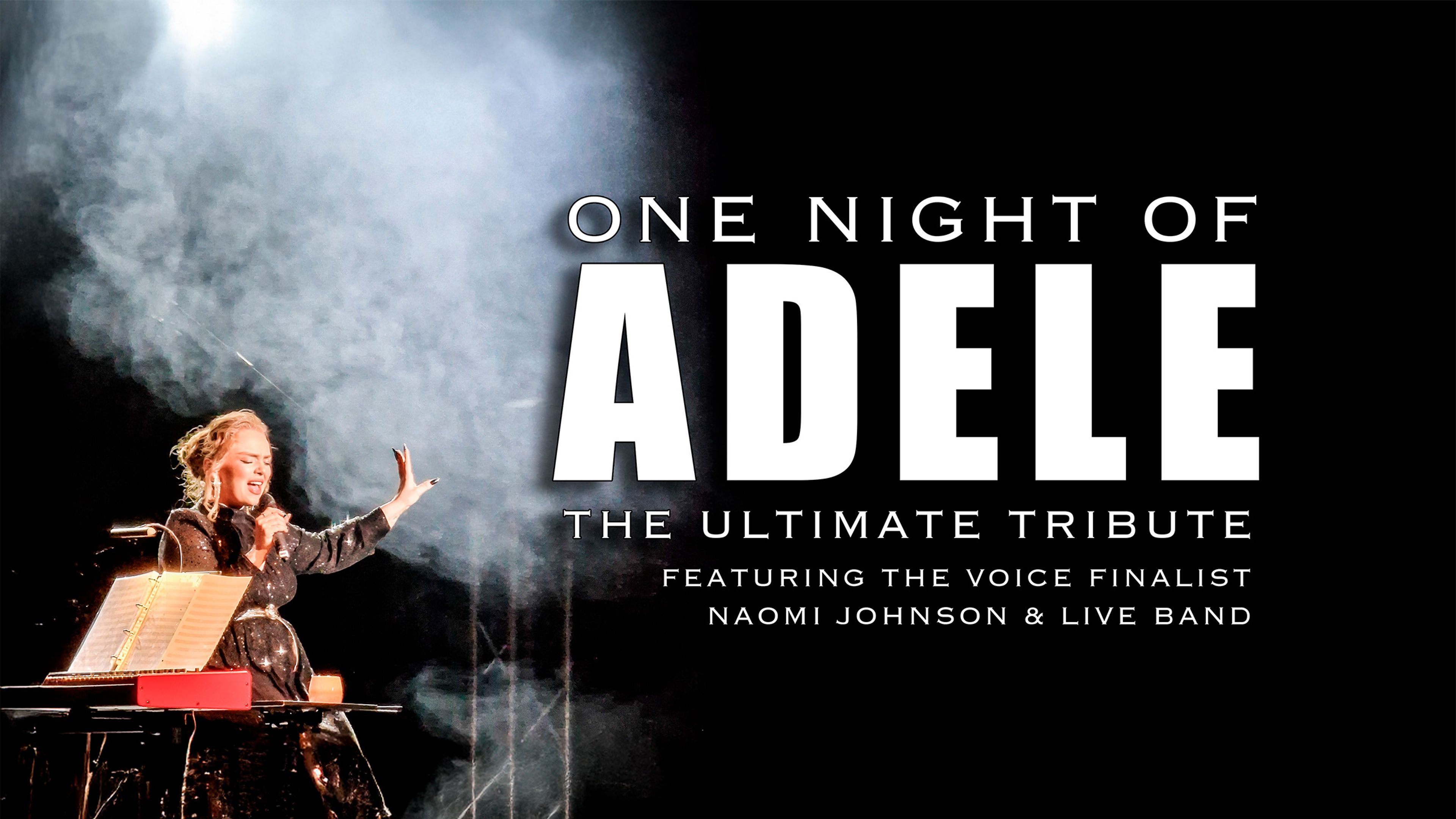 Promotional graphic for One Night of Adele - The Ultimate Tribute