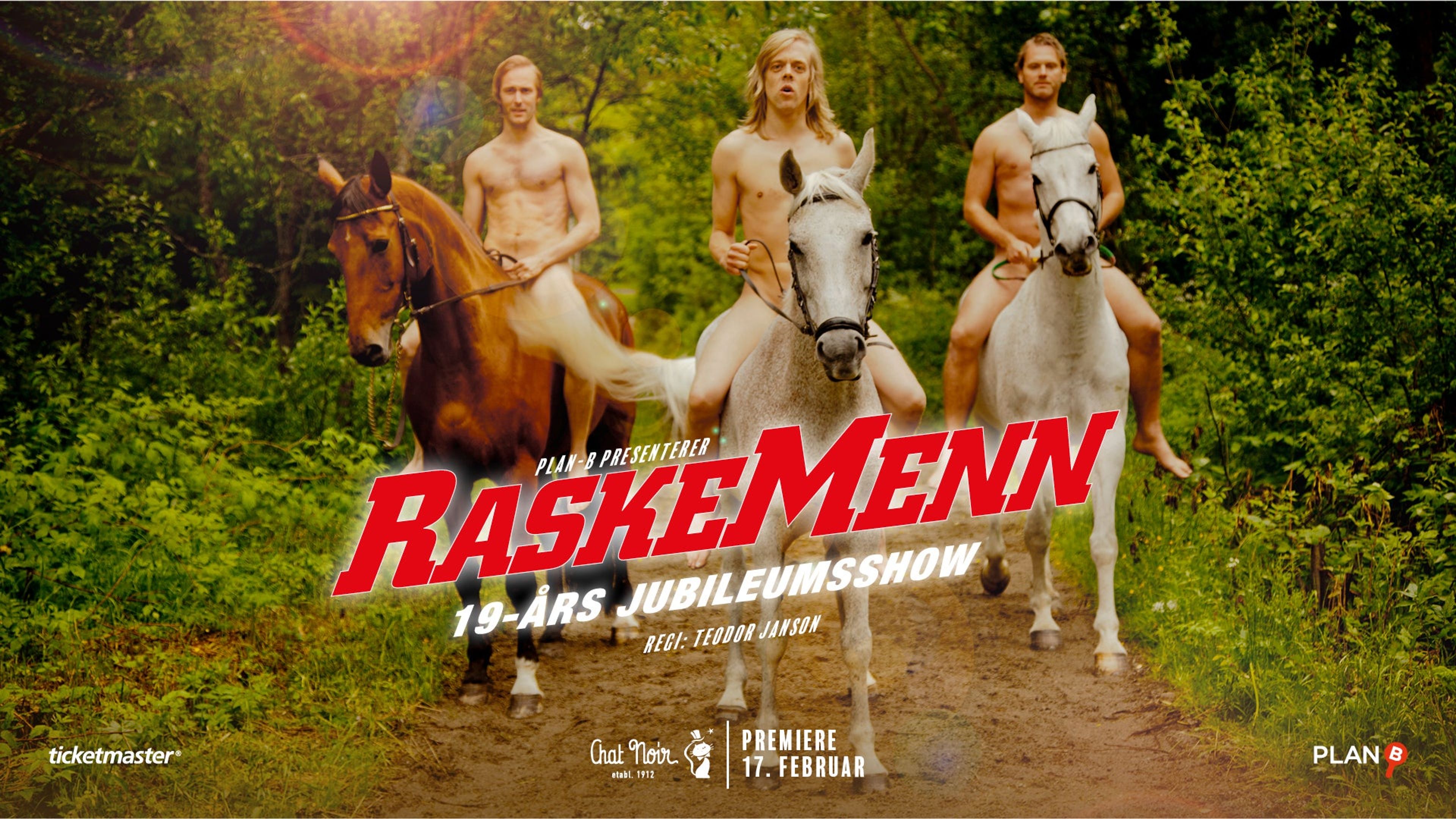 Promotional graphic for RASKE MENN 19-års jubileumsshow