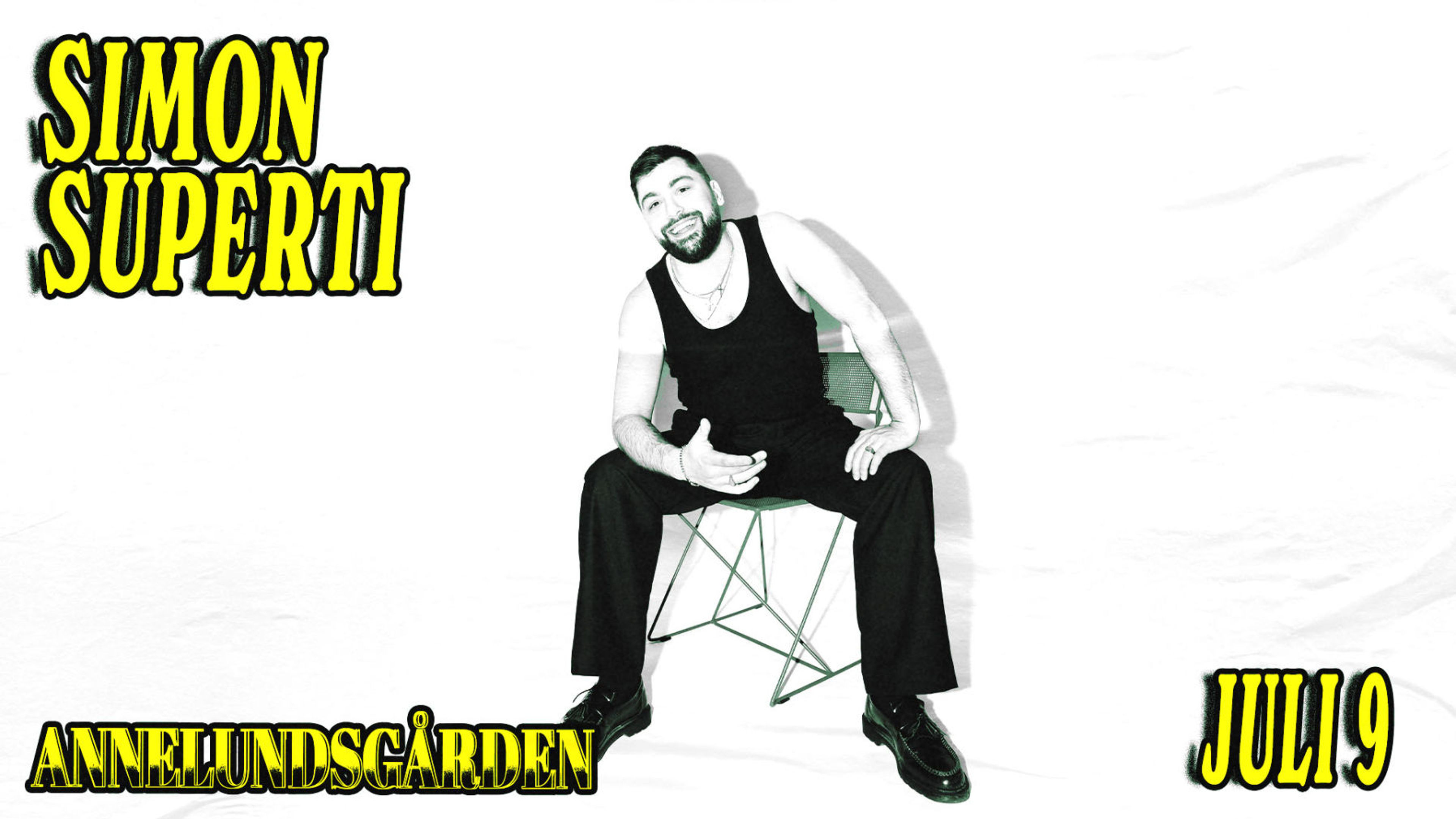 Promotional graphic for Simon Superti