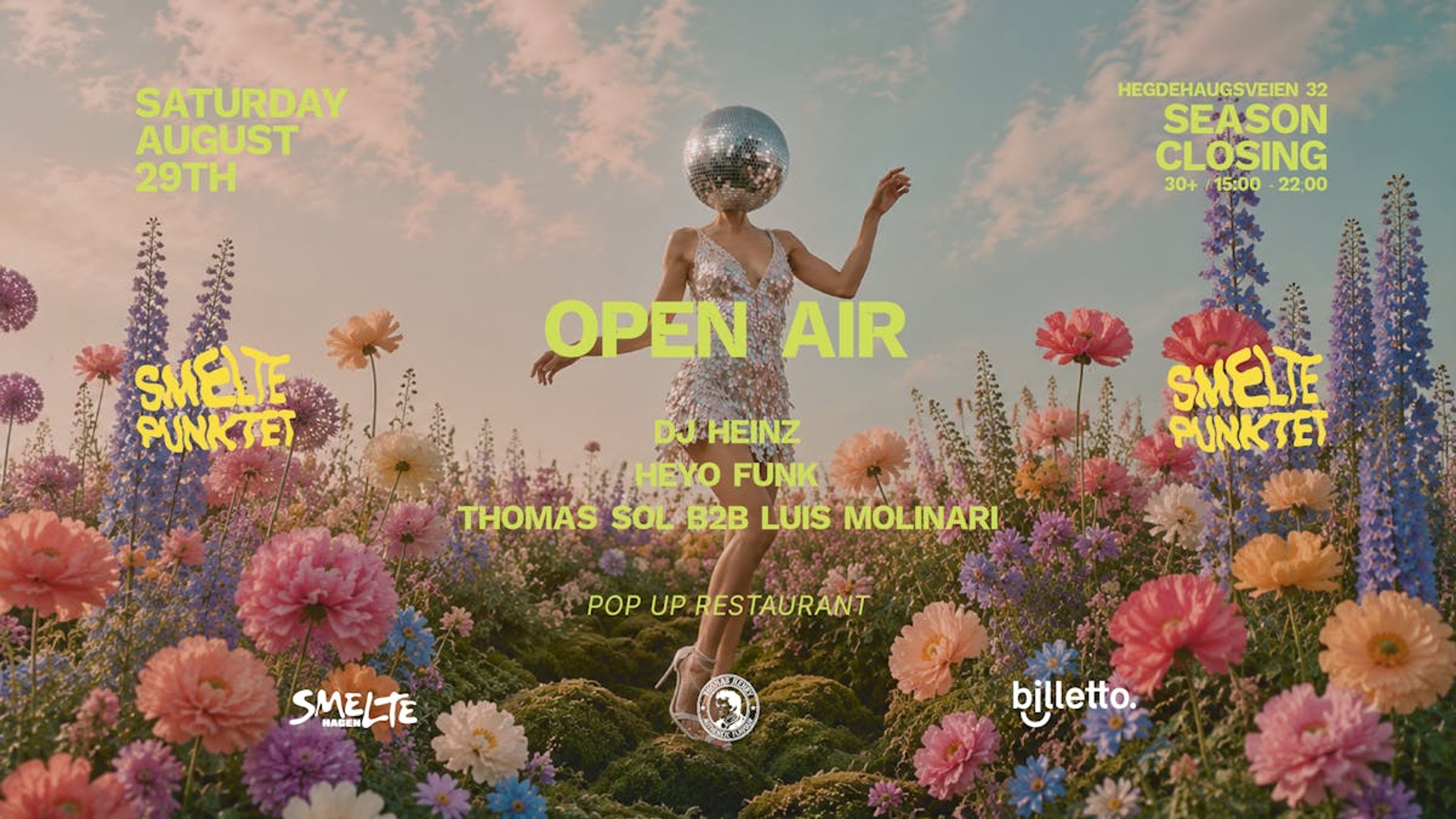 Promotiv grafikk for SMELTEPUNKTET x SMELTEHAGEN — OPEN AIR: SEASON CLOSING ☀️