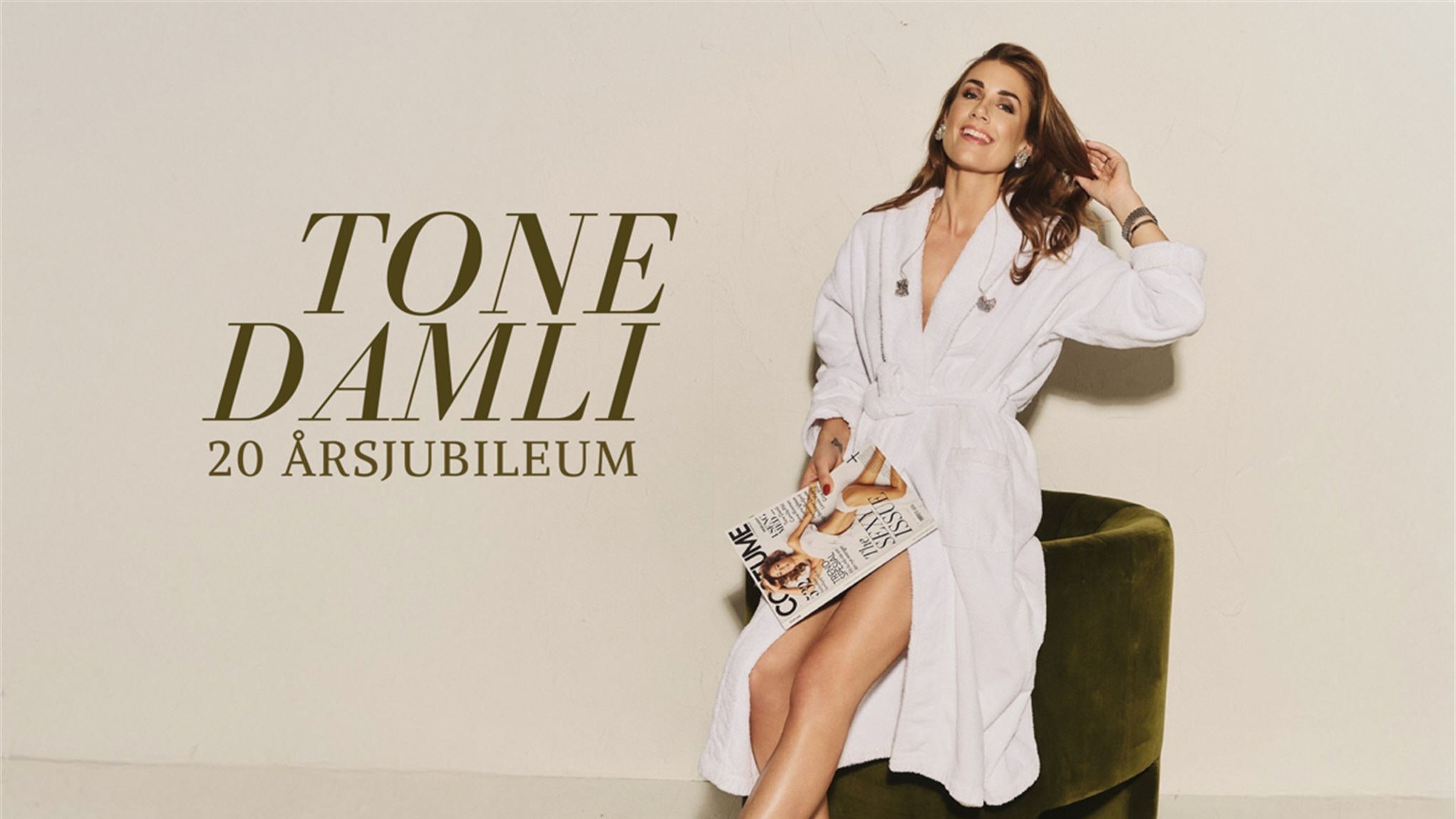 Promotional graphic for Tone Damli - 20 årsjubileum