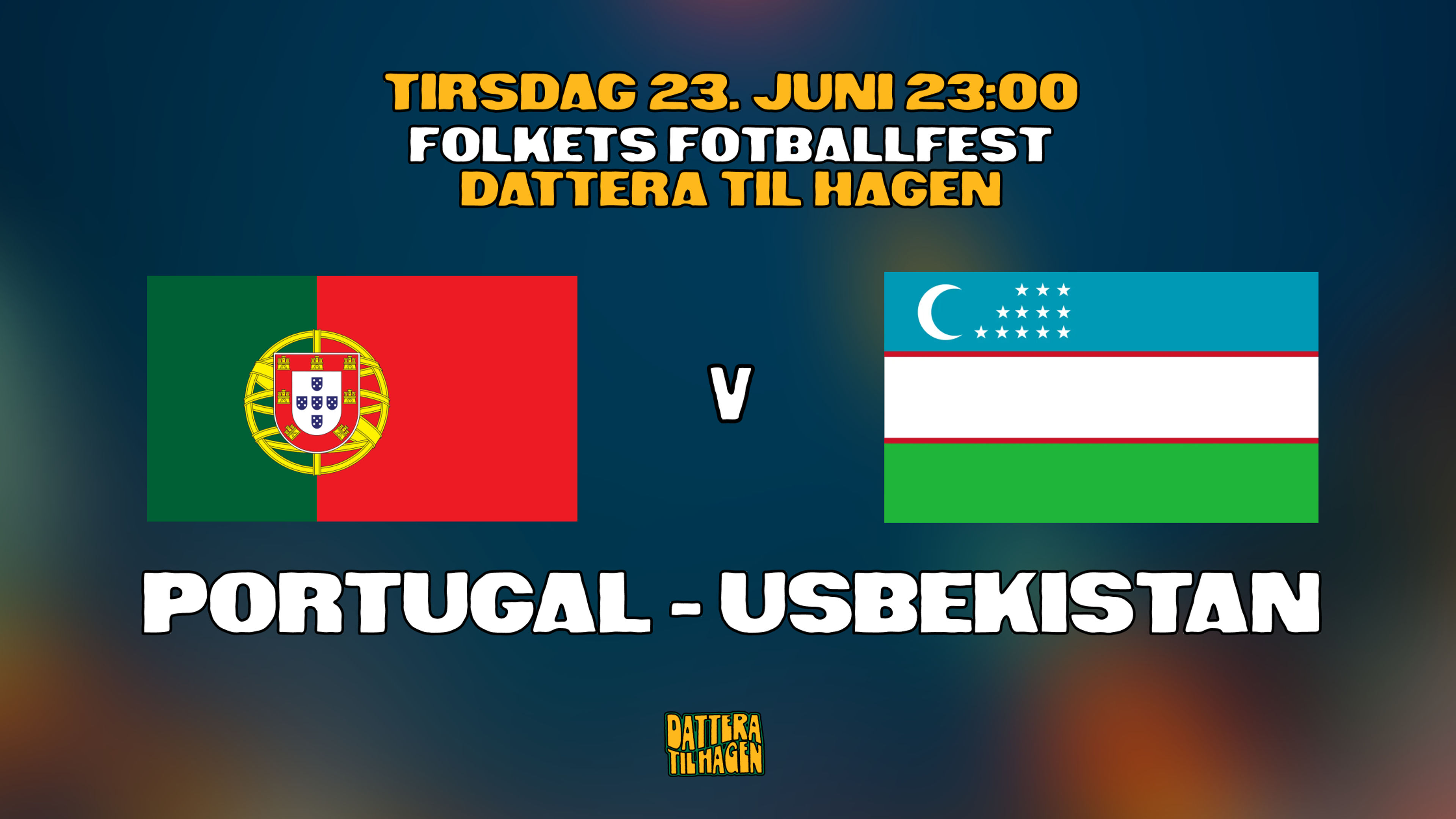 Promotional graphic for VM på Dattera: Portugal - Usbekistan 🇵🇹🇺🇿