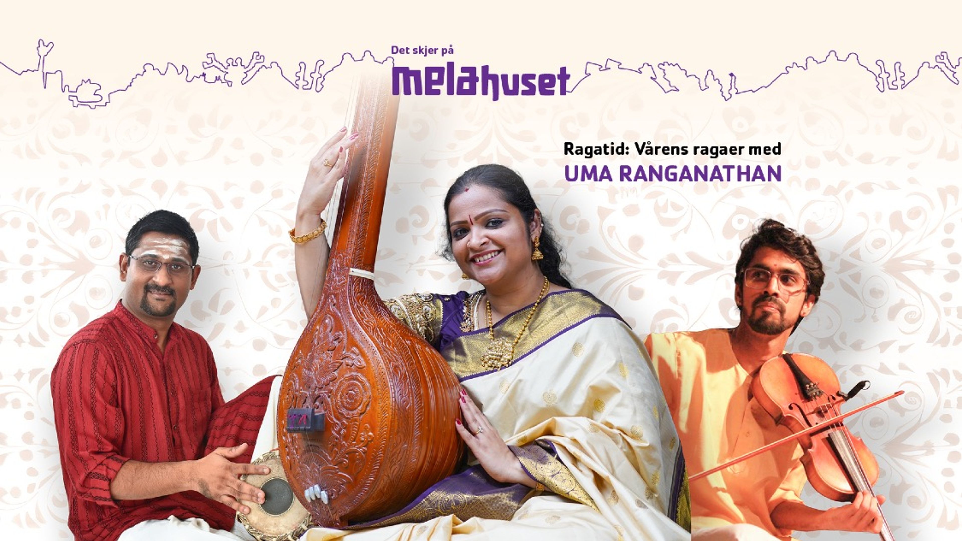 Promotional graphic for Ragatid: Vårens ragaer med Uma Ranganathan