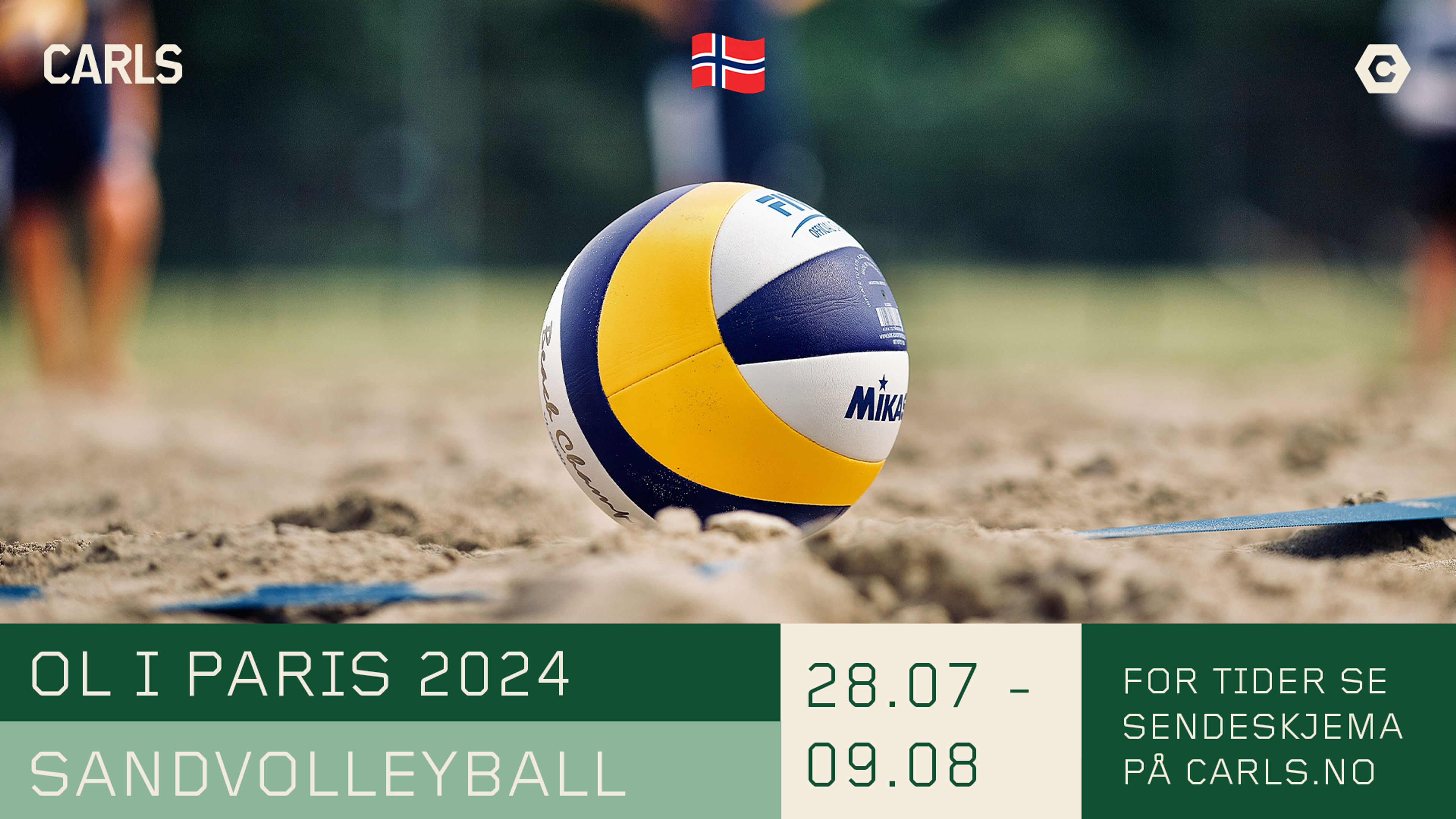 Promotional graphic for OL i Paris: Sandvolleyball
