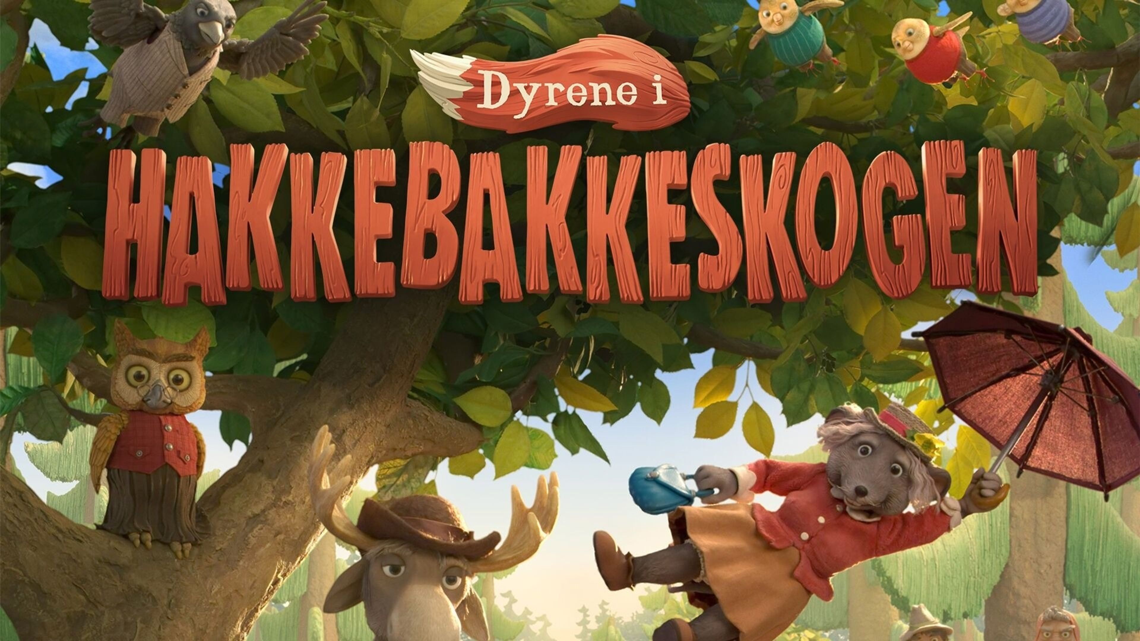 Promotional graphic for Lørdagskino: Dyrene i Hakkebakkeskogen // Bærum Bibliotek Fornebu