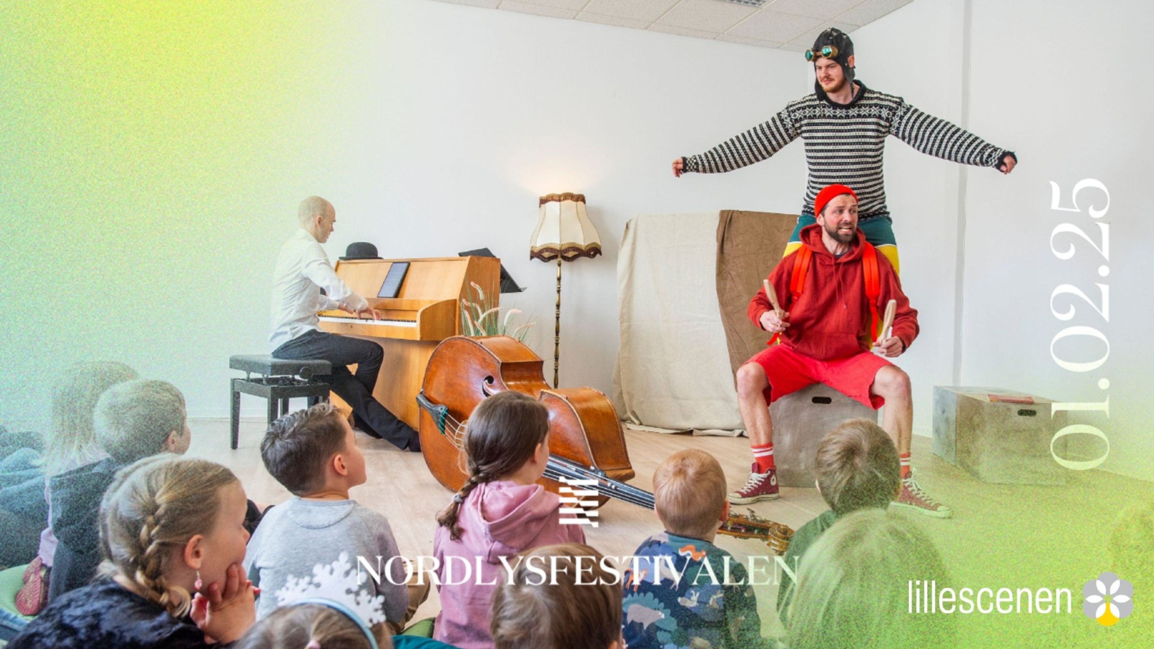 Promotional graphic for Nordlysfestivalen – Måken Manfred – En barneopera for tre syngende musikere RELÆXT