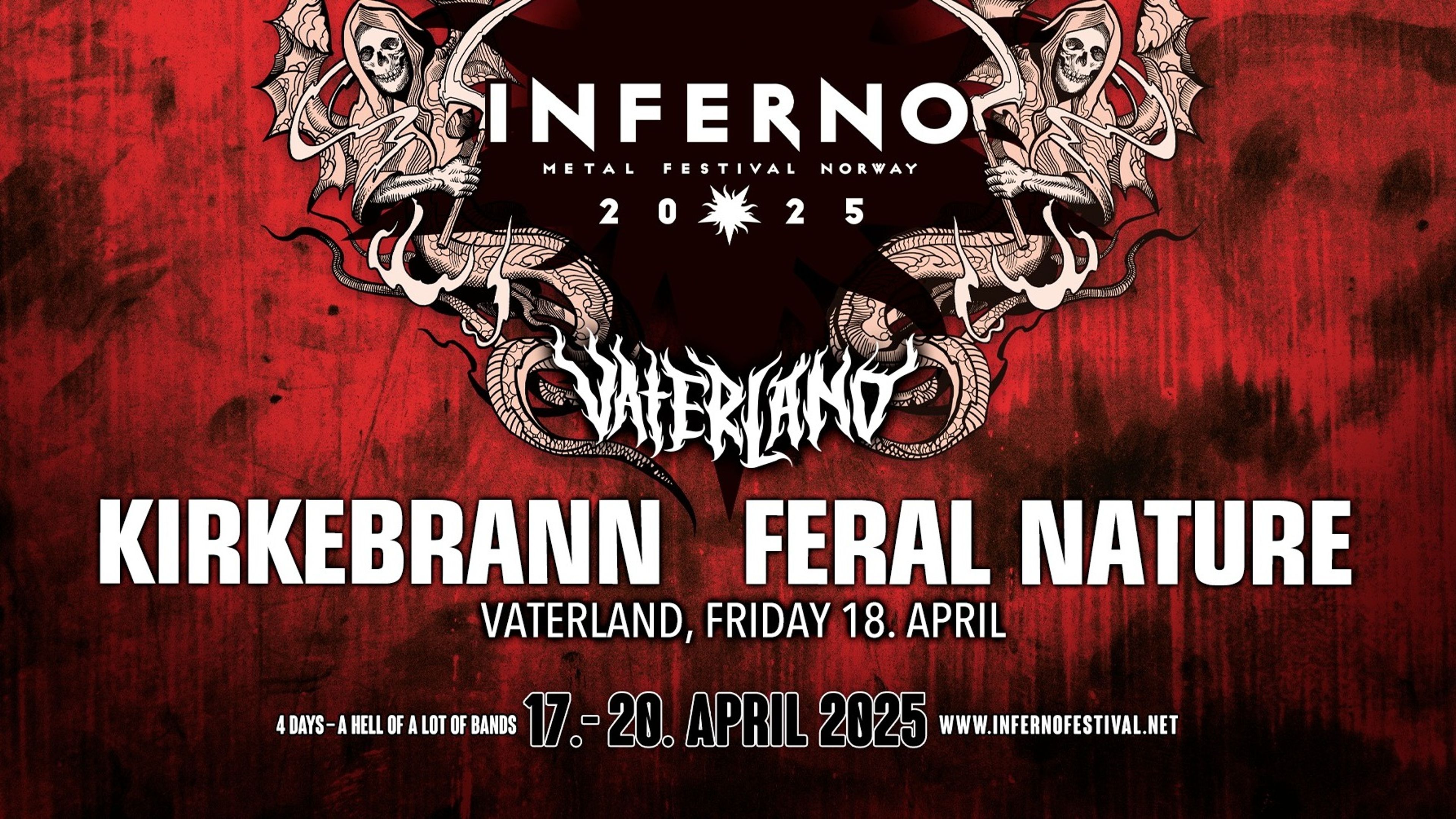 Promotional graphic for INFERNO Matiné Show: Kirkebrann + Feral Nature
