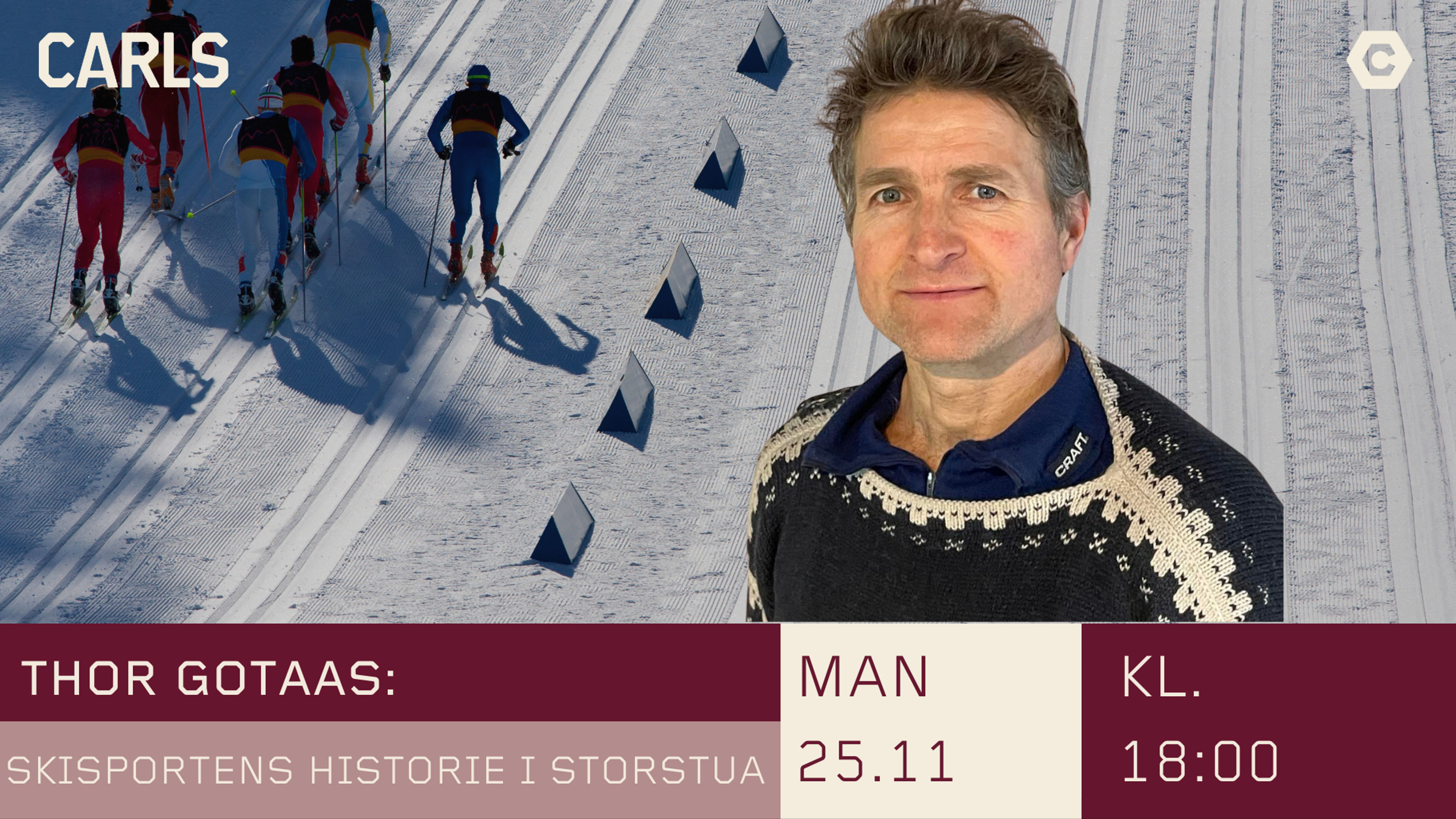Promotional graphic for Thor Gotaas: Skisportens historie 