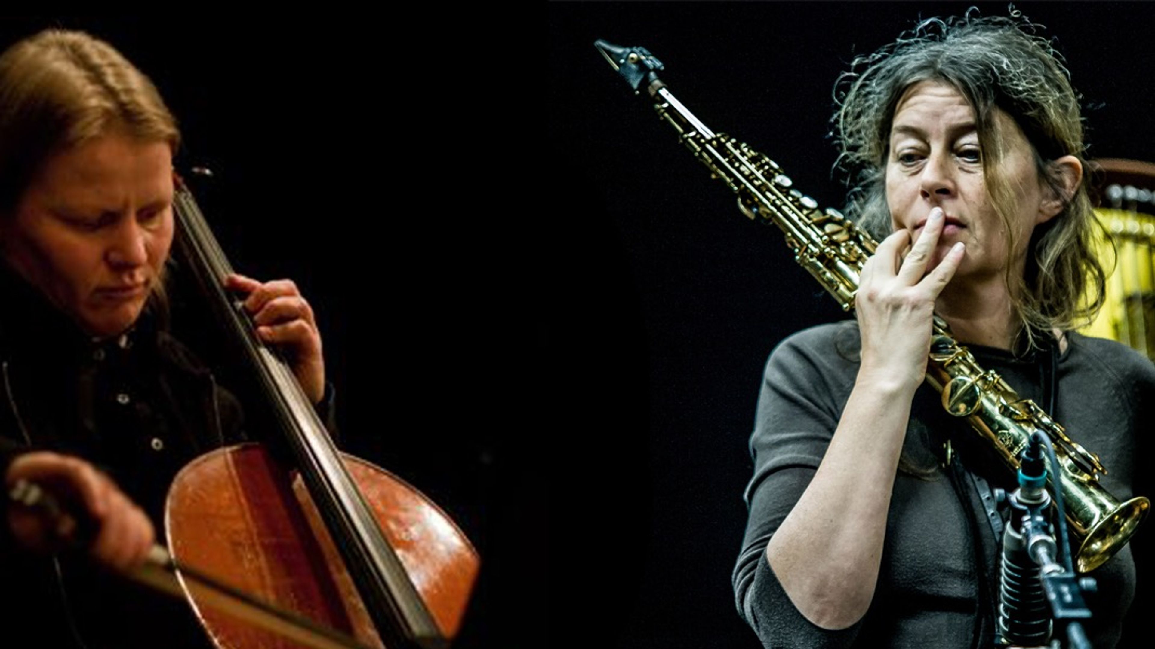 Promotional graphic for MEUF - Lene Grenager (NO) & Lotte Anker (DK)