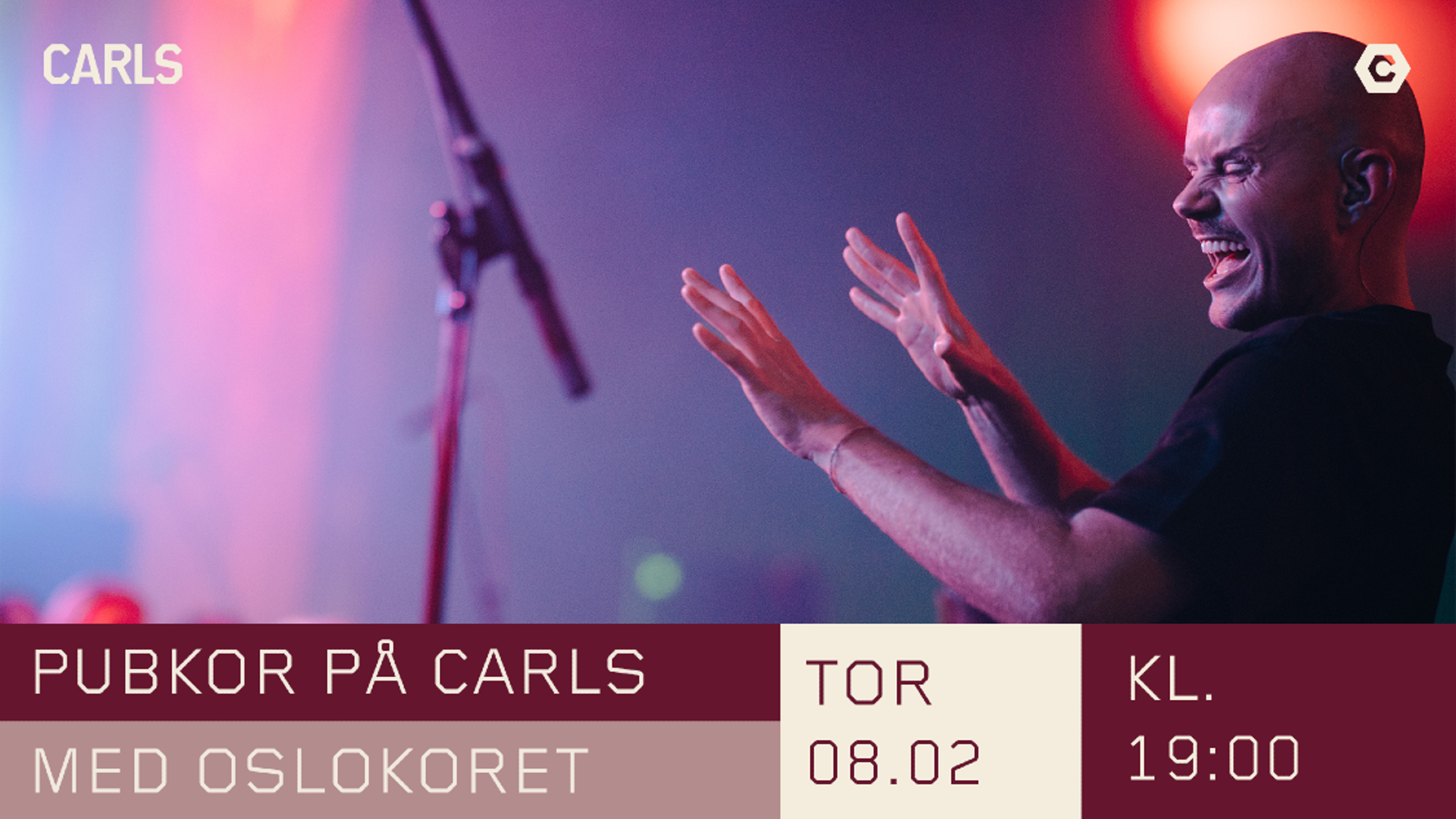 Promotional graphic for Pubkor på Carls med Oslokoret