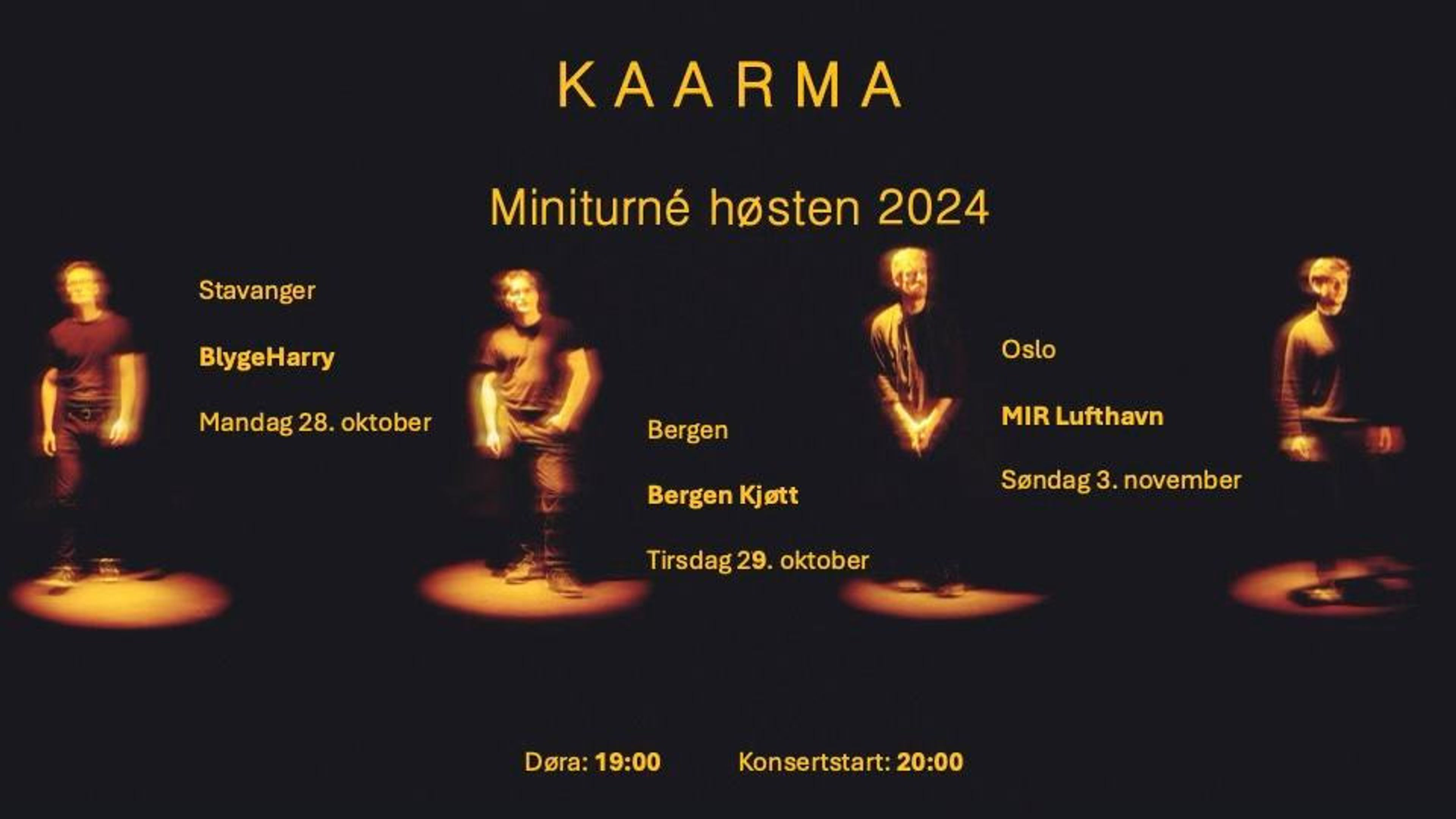 Promotional graphic for KAARMA hos MIR Lufthavn