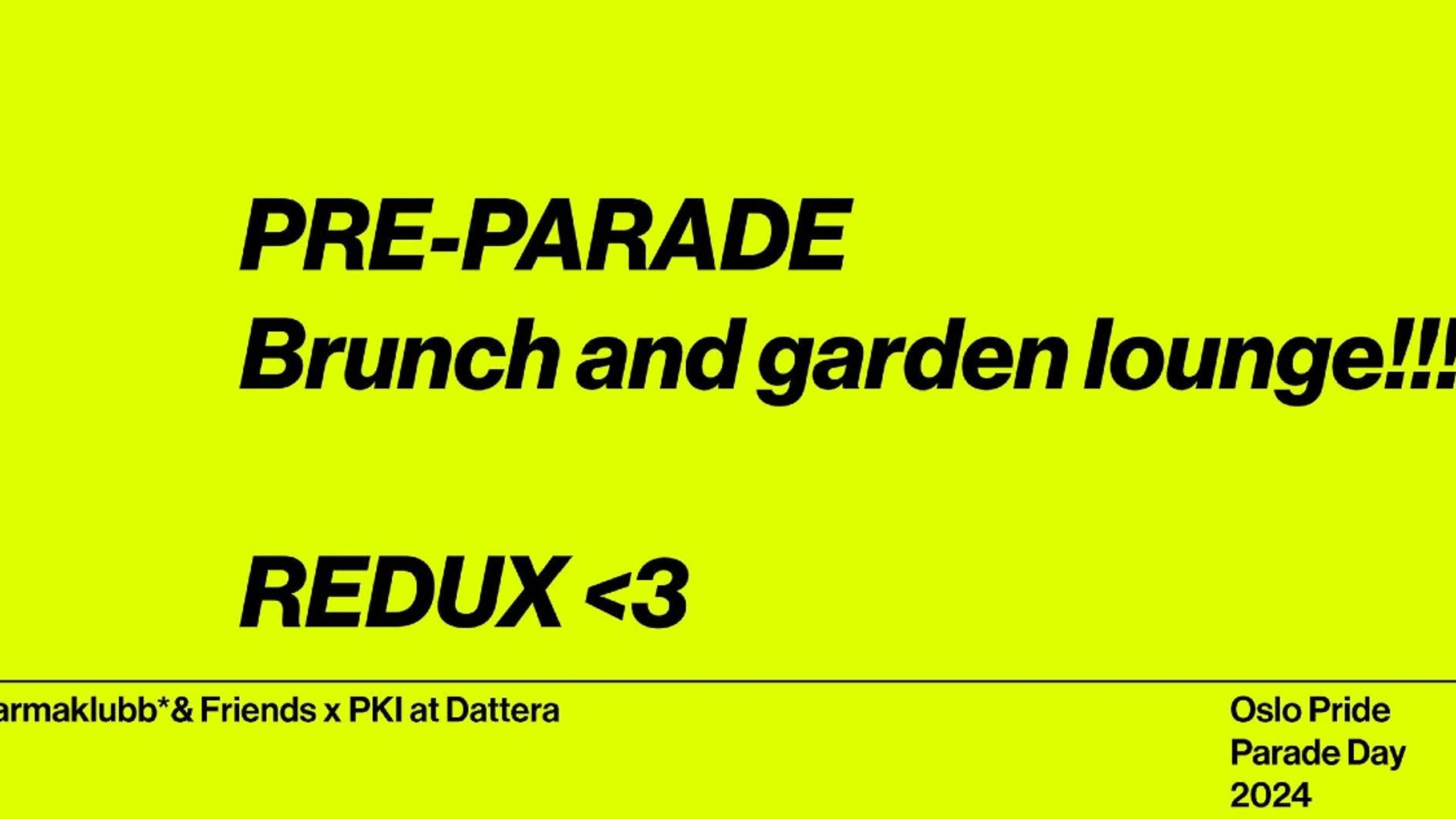 Promotional graphic for PRE-PARADE 2024 x PKI - Brunch and garden lounge @Dattera - A BEAUTIFUL REDUX <3 