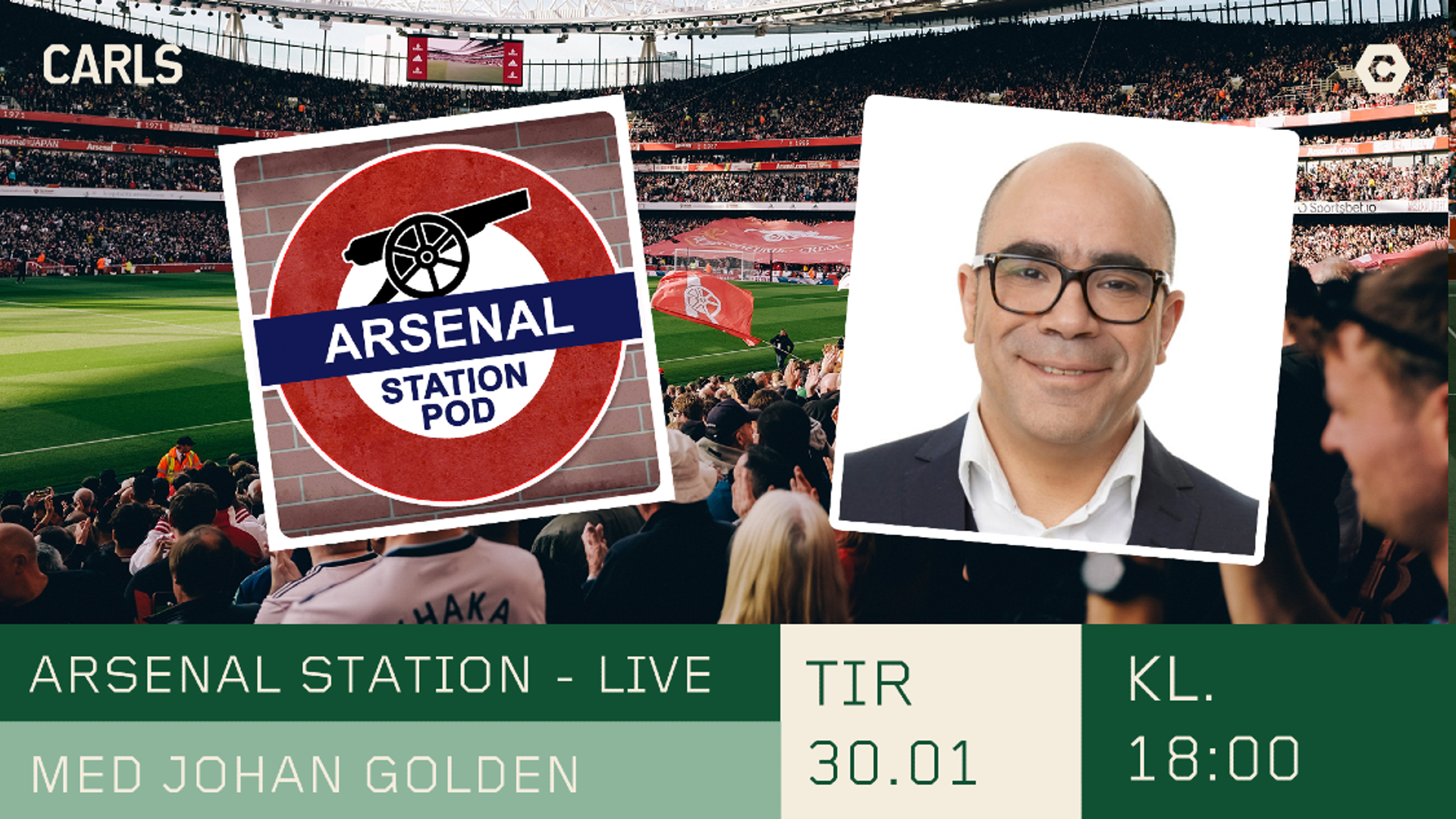 Promotional graphic for Arsenal Station - Live podcast