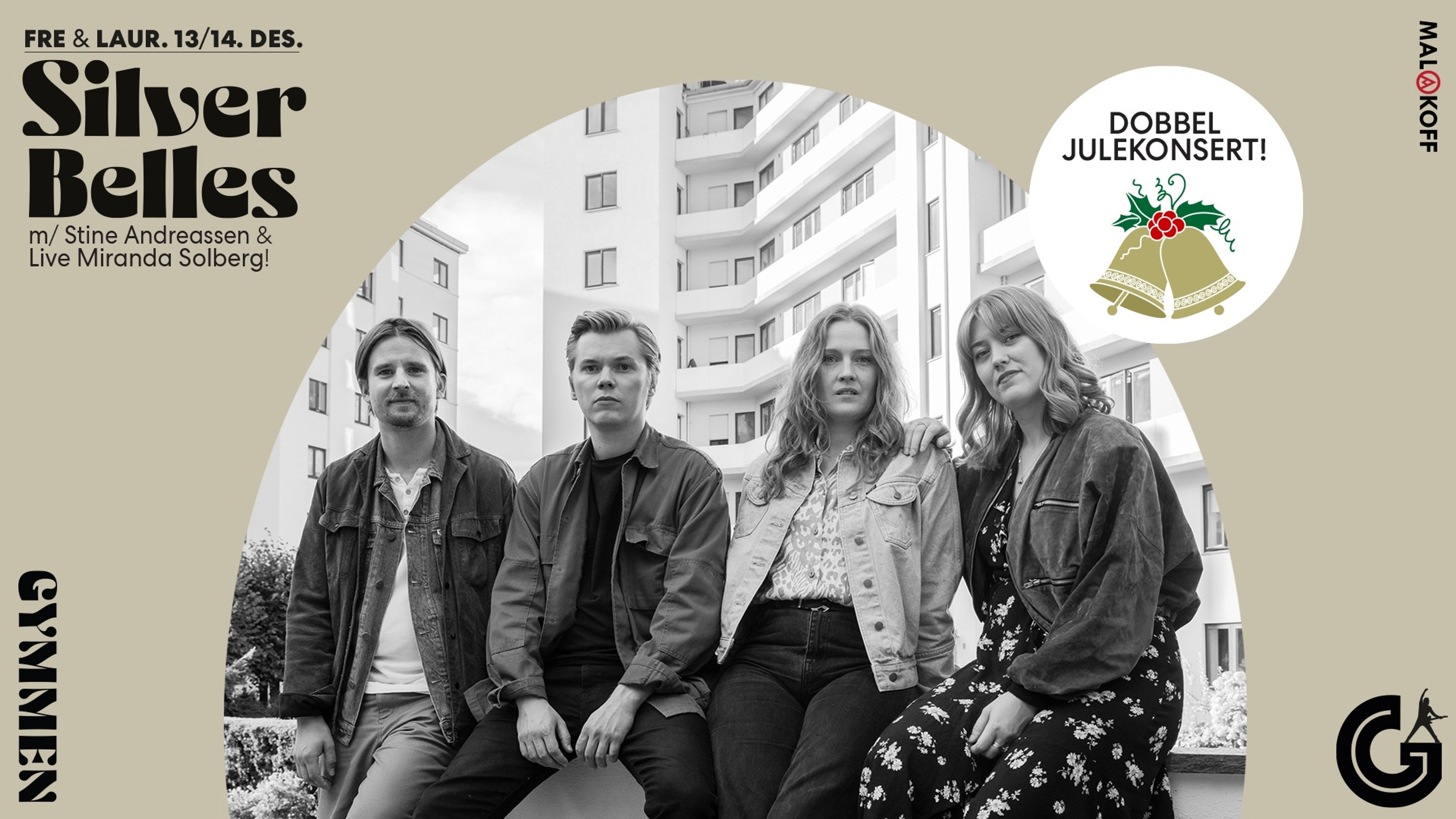Promotional graphic for Silver Belles julekonsert // Gymmen