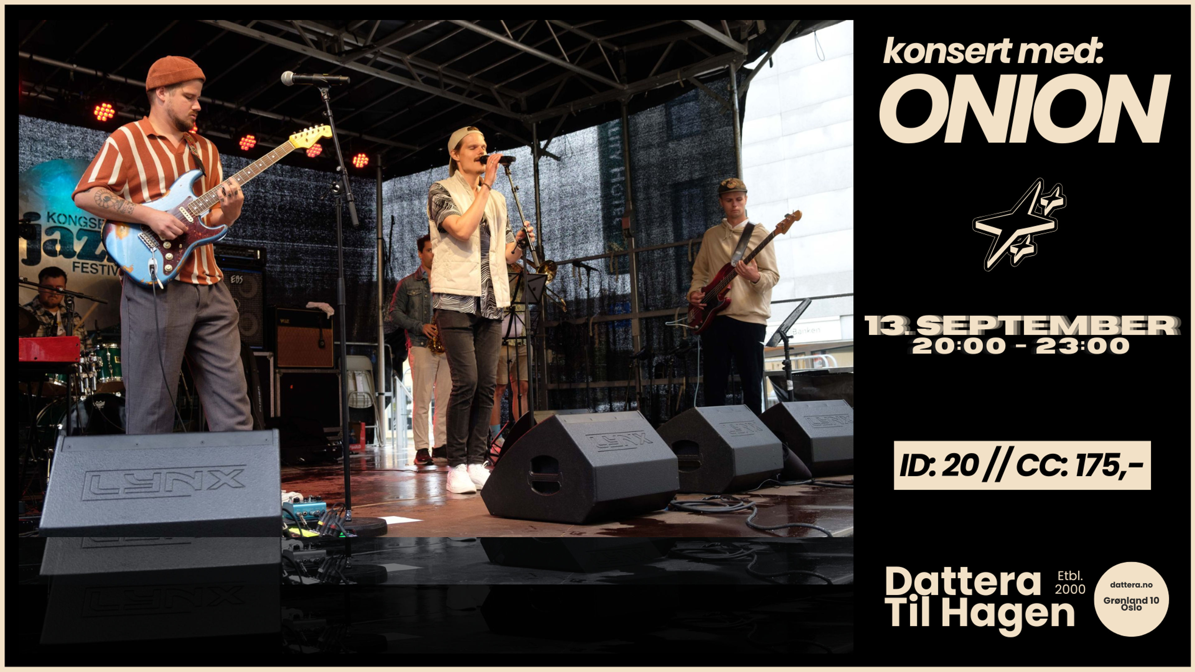 Promotional graphic for Onion LIVE @ Dattera til Hagen
