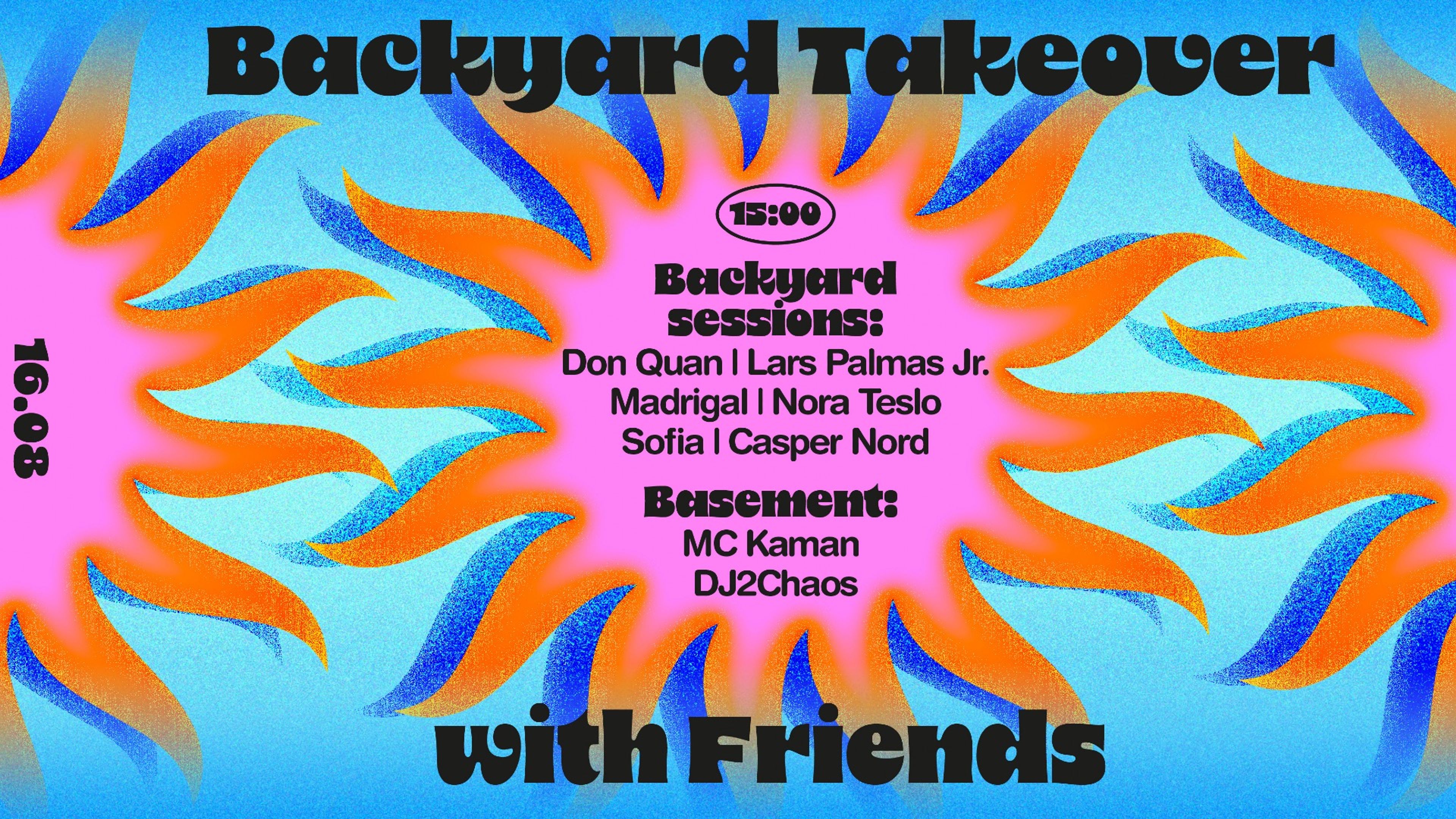 Promotional graphic for Nighflight x Backyard Takeover with Friends 