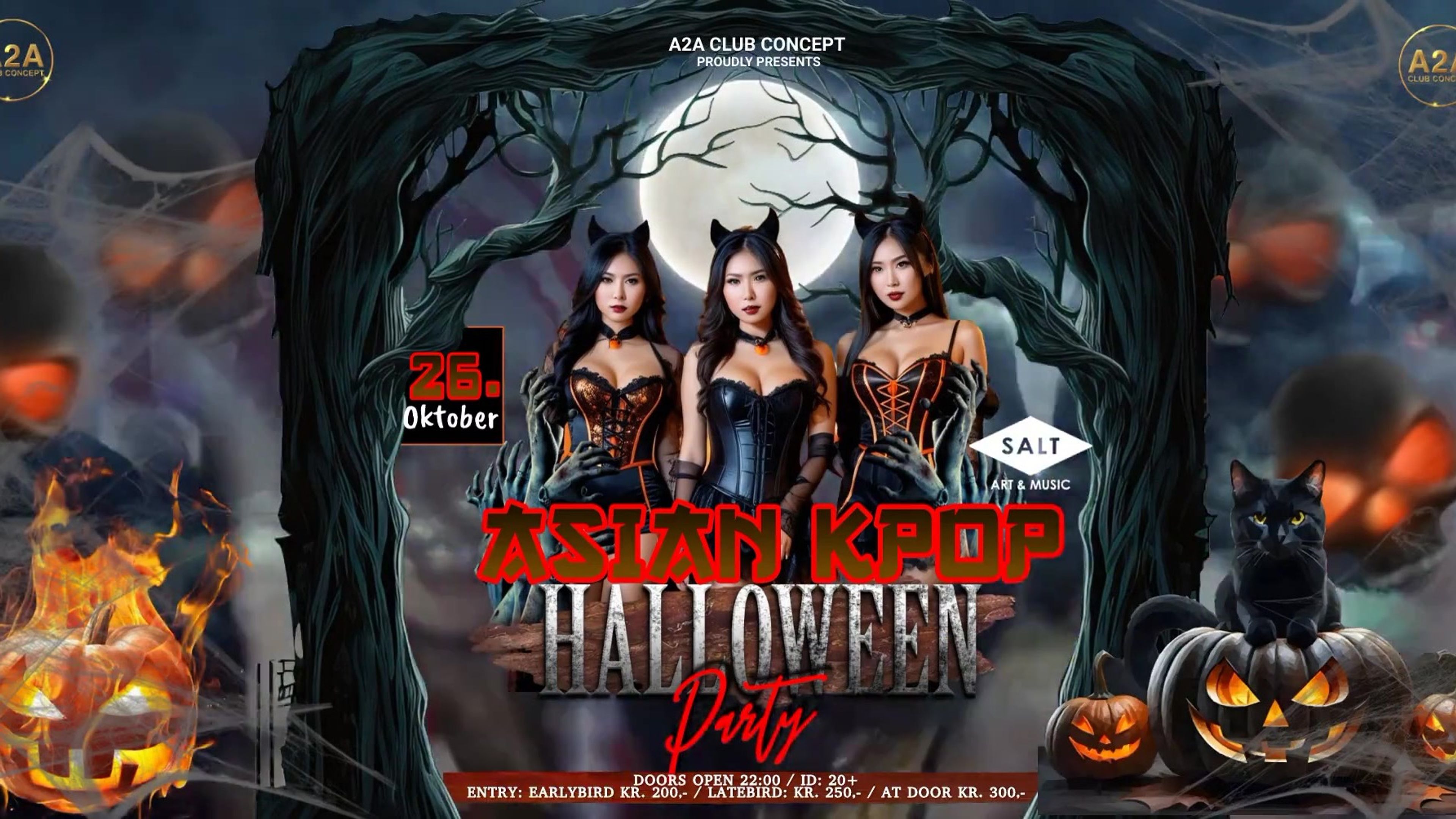 Promotional graphic for Epic Asian KPOP Halloween Party at SALT – Norway’s BIGGEST! 🎃