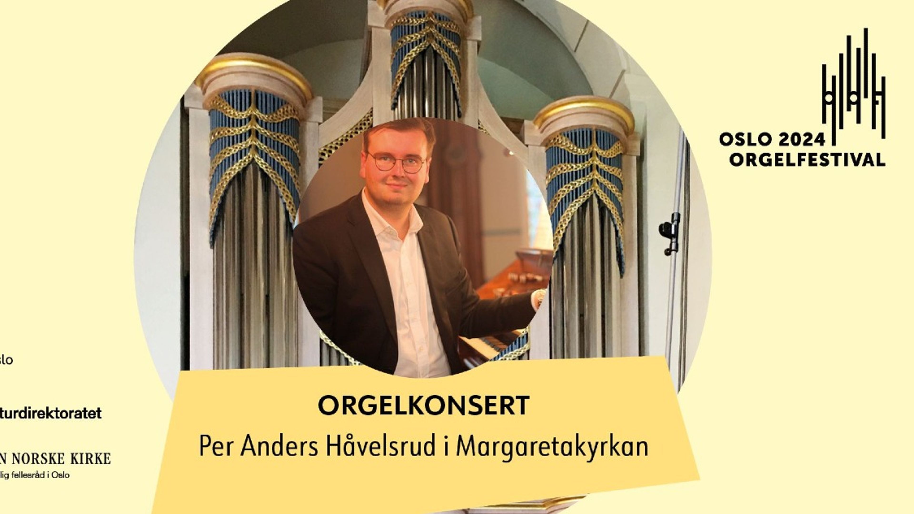 Promotional graphic for Oslo orgelfestival: Med Leipzig i sentrum