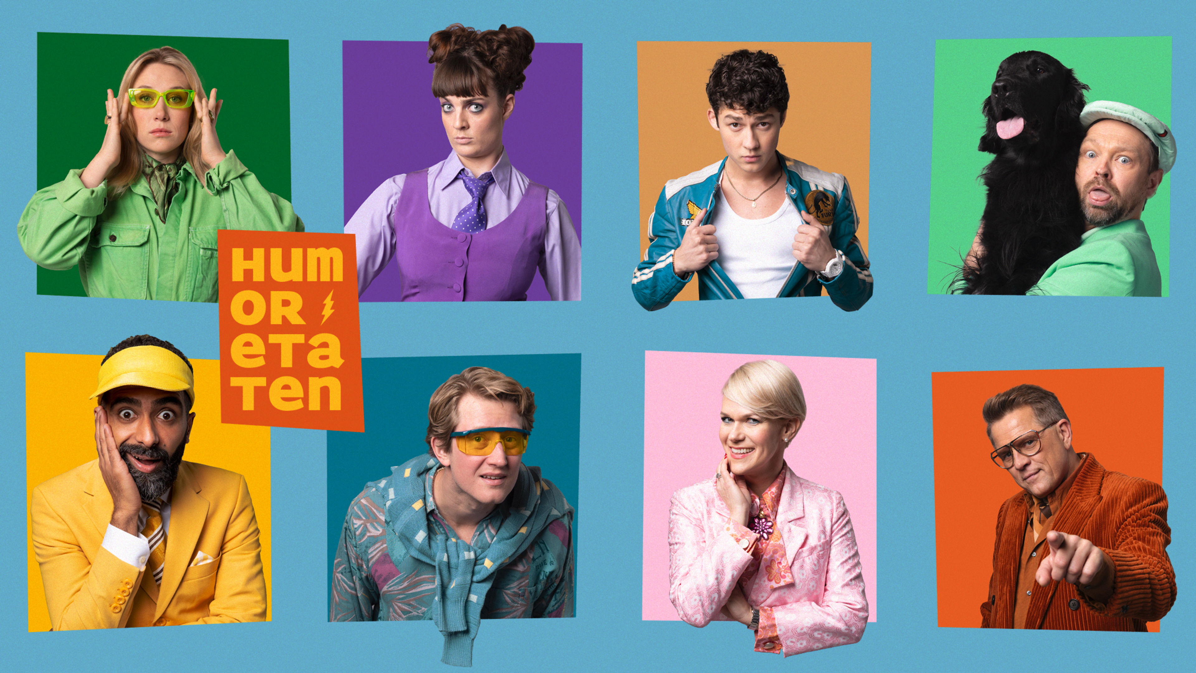Promotional graphic for NRK Humoretaten Live på Carls - Sesongfinale!