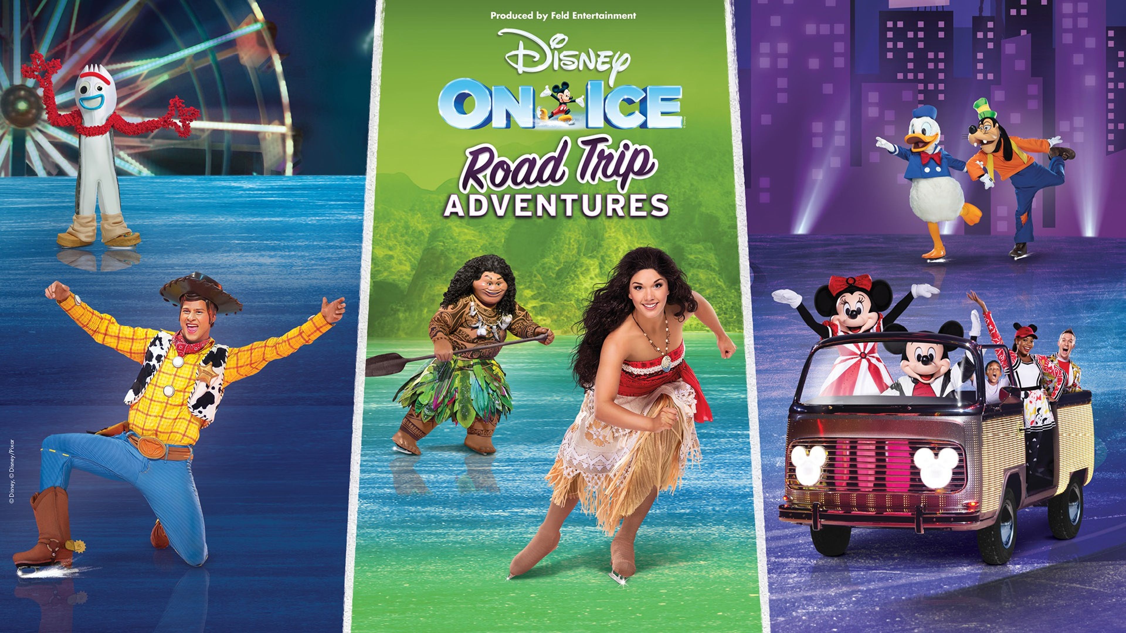 Promotional graphic for Disney On Ice – Road Trip Adventures