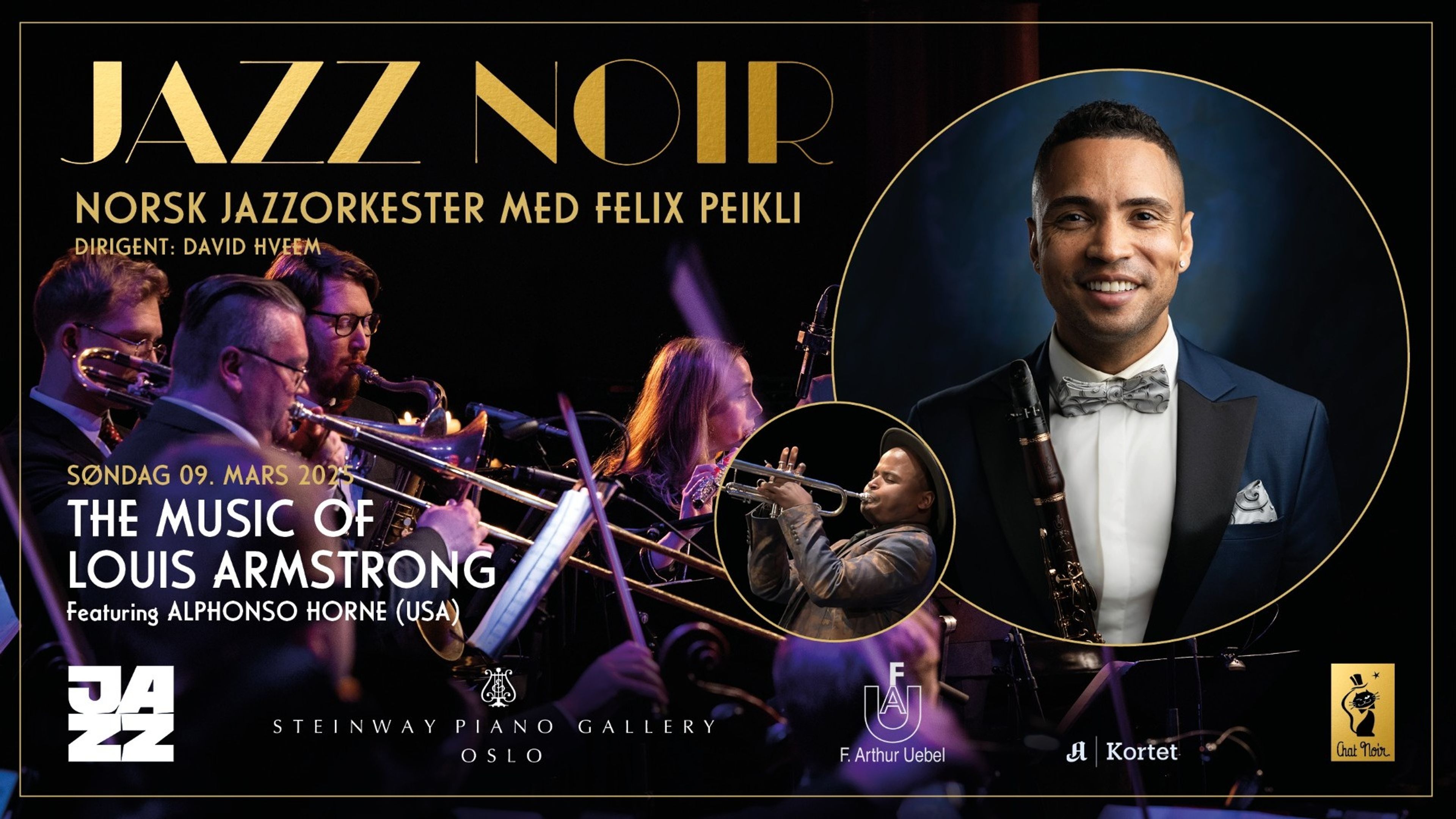 Promotional graphic for Jazz Noir: The Music of Louis Armstrong  
