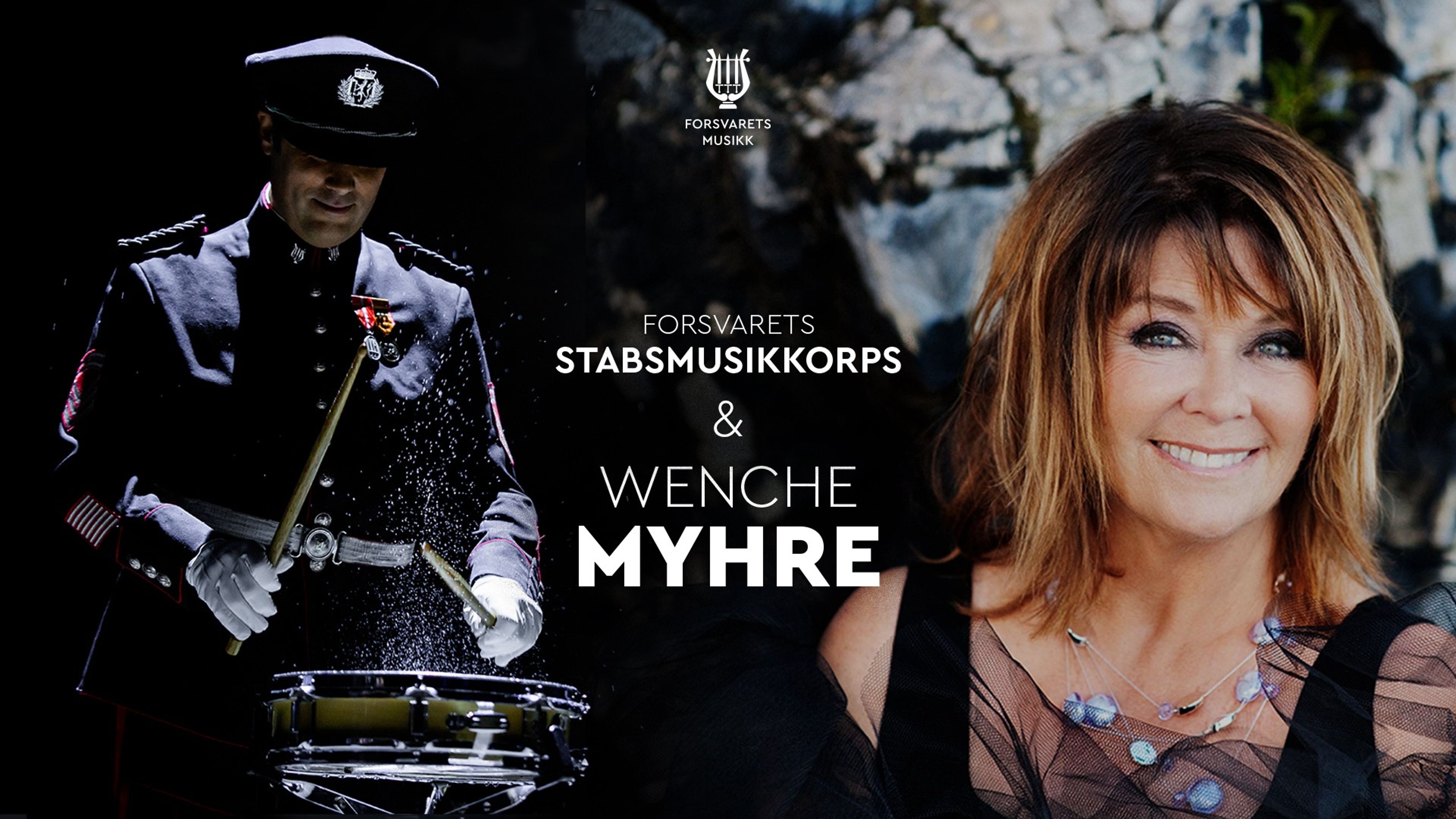Promotional graphic for Forsvarets stabsmusikkorps & Wenche Myhre