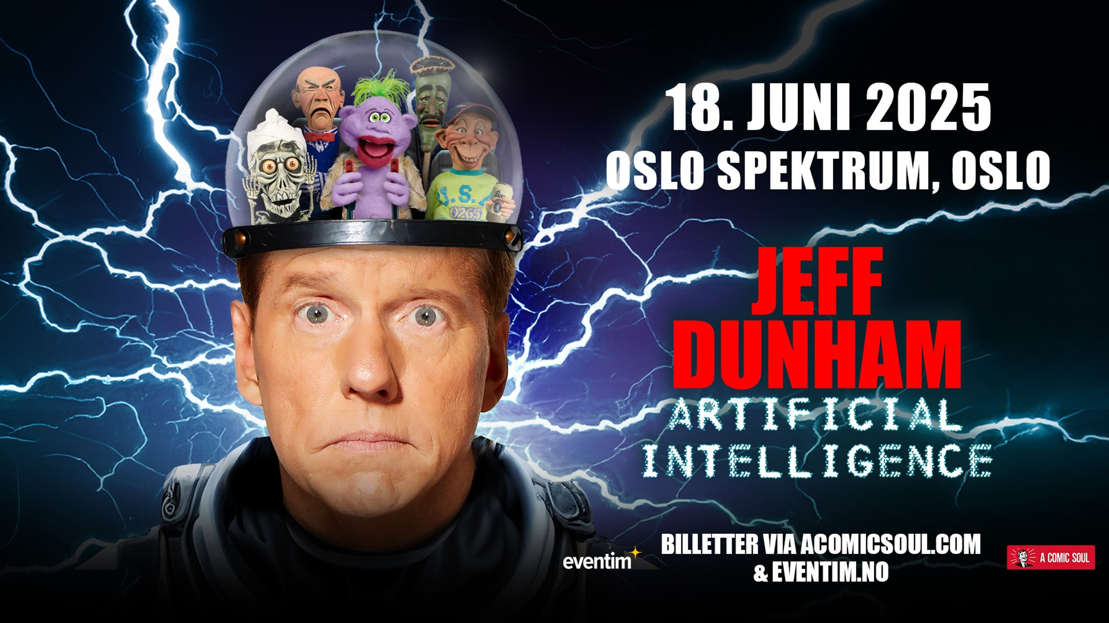 Promotional graphic for Jeff Dunham: Artificial Intelligence