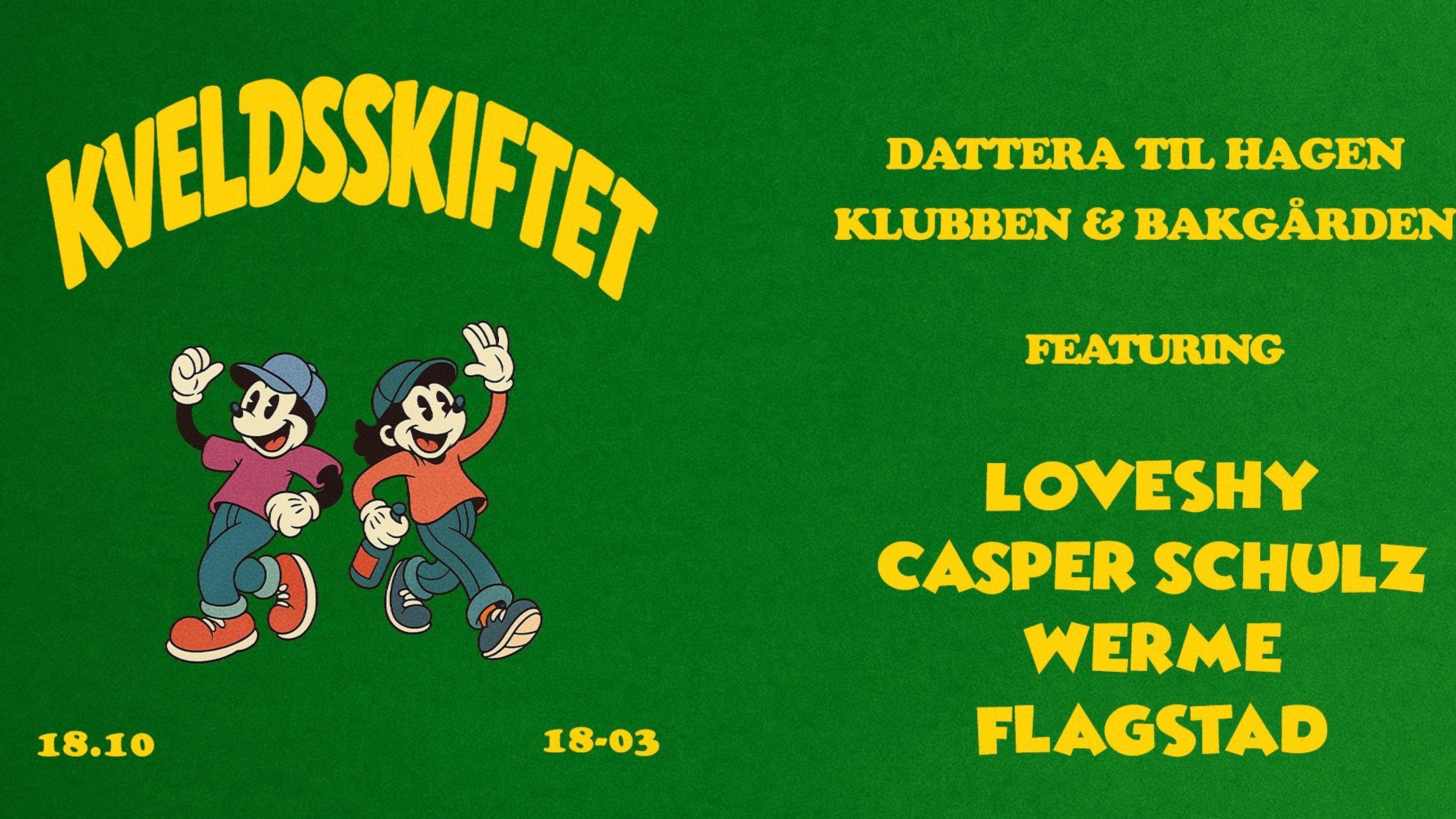 Promotional graphic for KVELDSSKIFTET