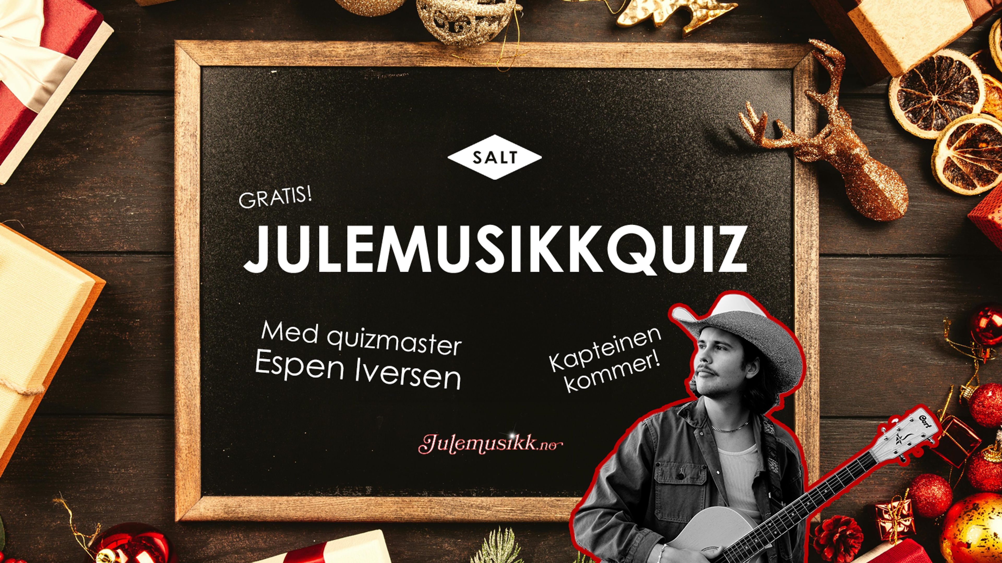 Promotional graphic for Julemusikkquiz med julemusikk.no
