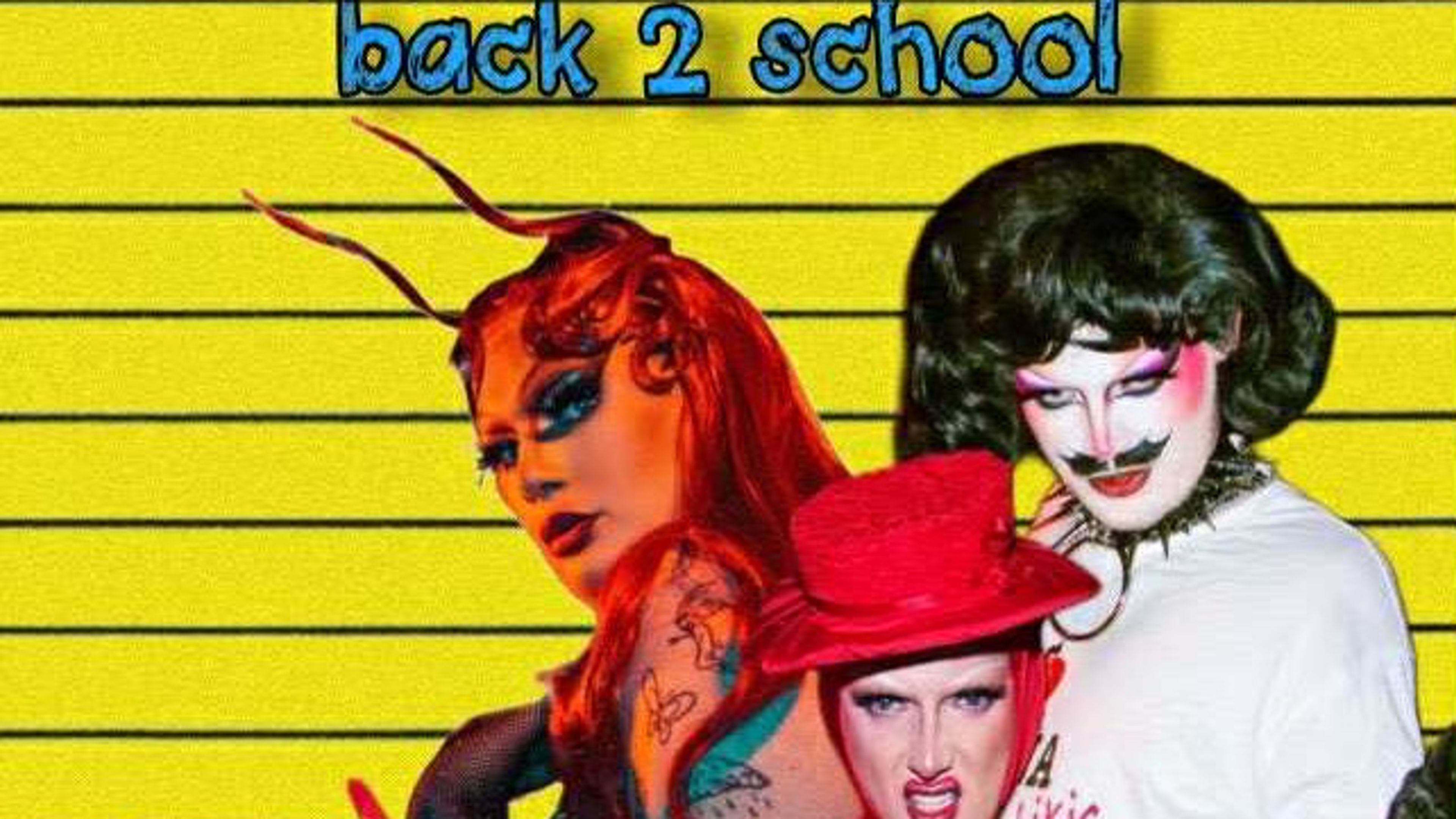 Promotional graphic for DRAG BINGO - Back 2 SCHOOL  + DJ Sannergata 